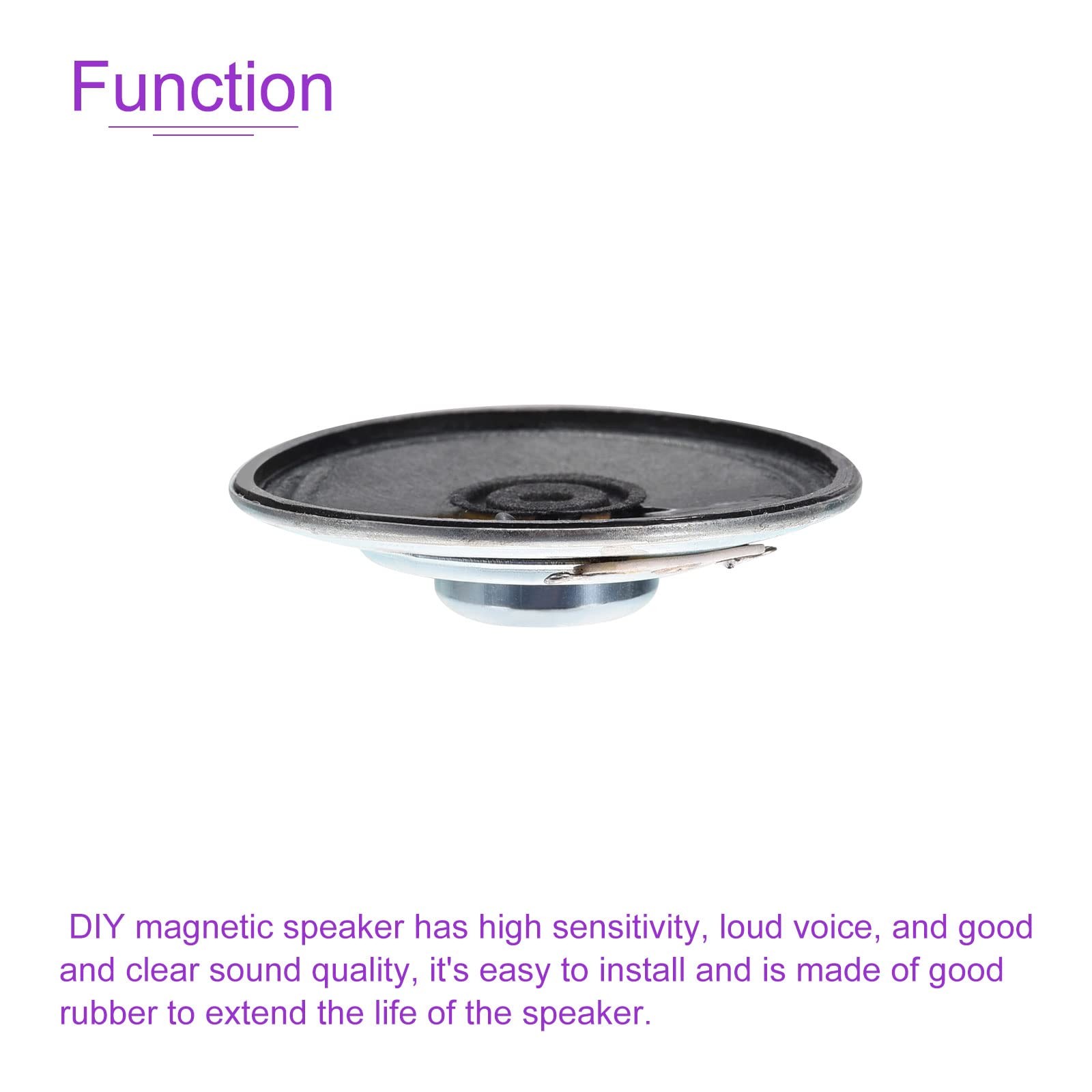DMiotech 2 Pack 2W 8 Ohm 50mm Diameter DIY Magnetic Speaker Round Shape Black