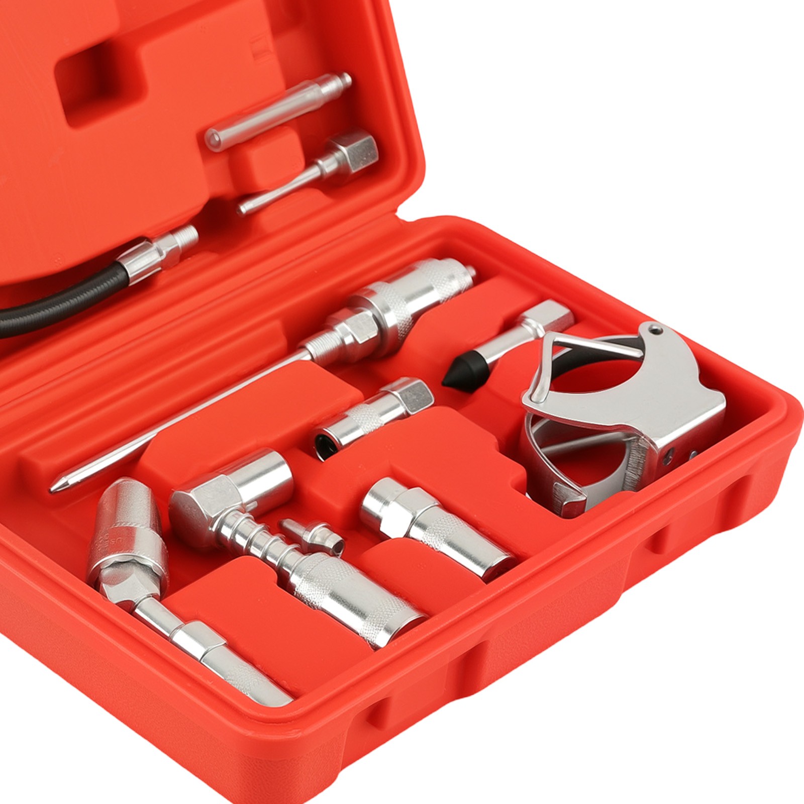 Complete Grease Gun Accessory Set 3000PSI with Spring Hose and Multiple Adapters