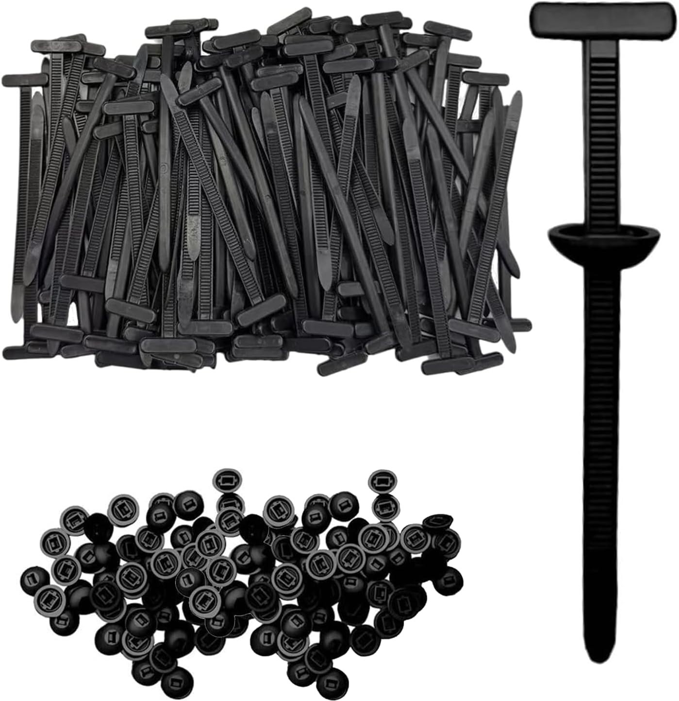 100 Pcs Nylon Universal Cable Tie Buckle for Car, T Style Automotive Zip 3.5inch