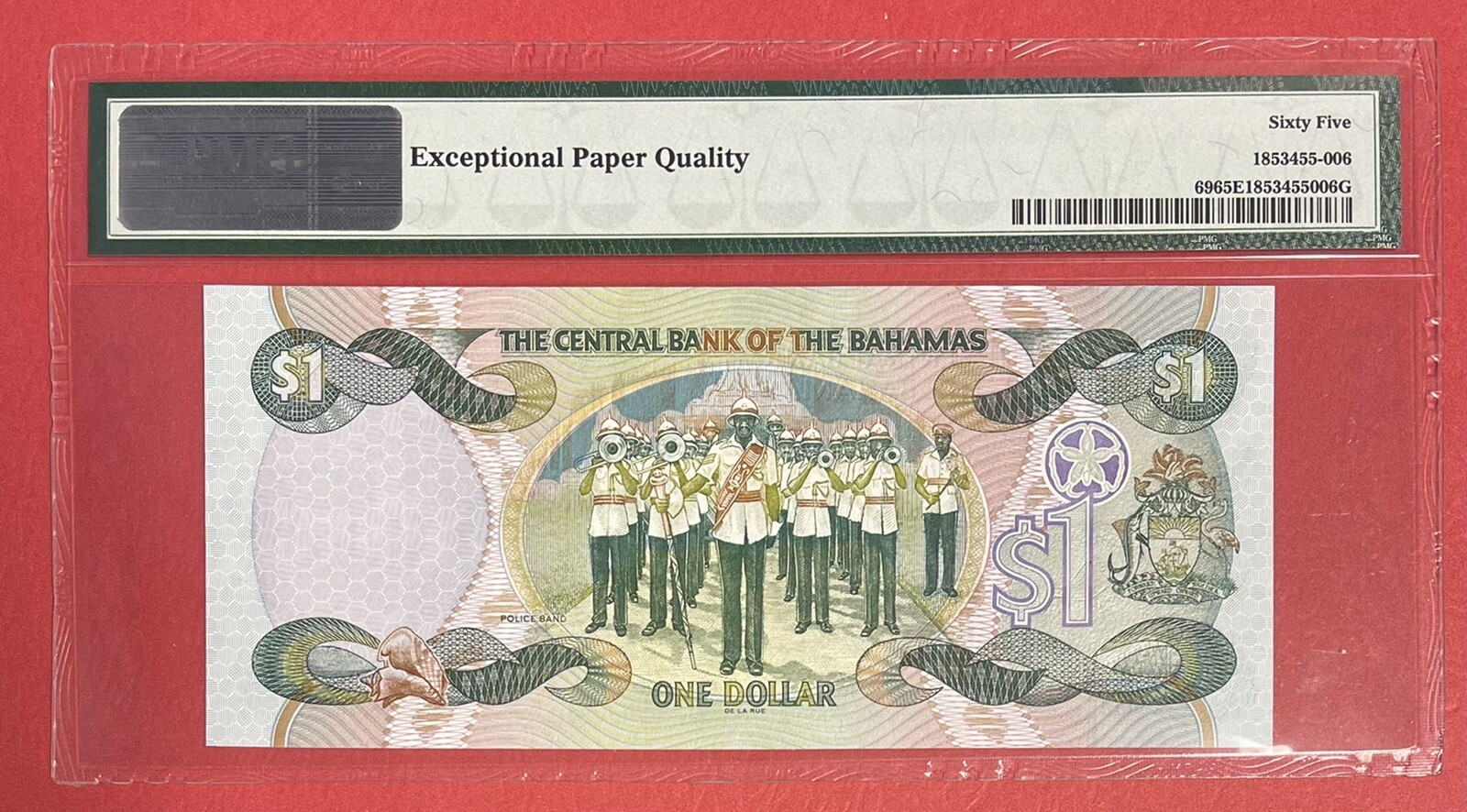 Bahamas $1 Dollar 2001 Pick# 69 PMG: 65 EPQ GEM UNC. (#2593)