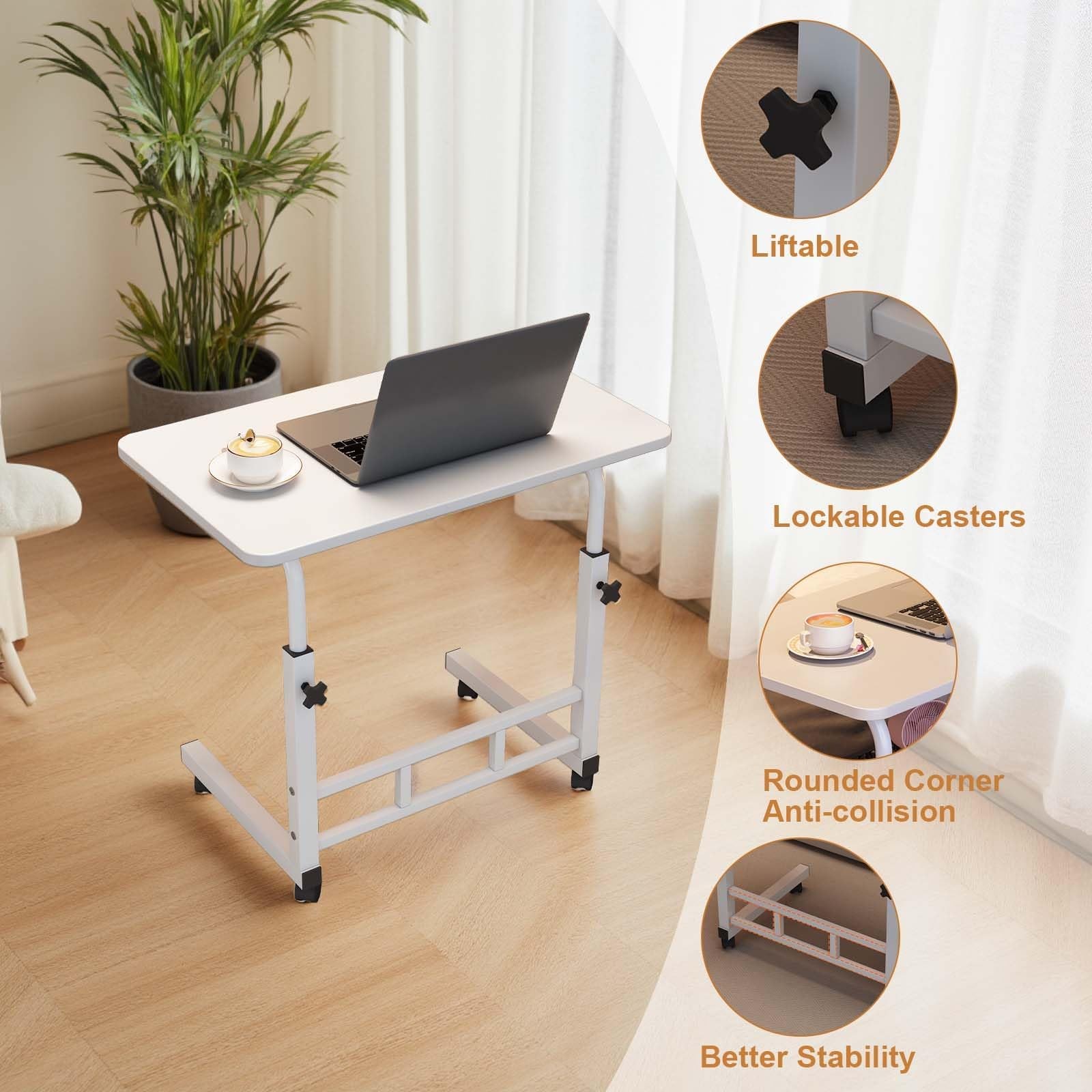 Adjustable Height Standing Desk , Small Standing Desk with Wheels, Computer Desk