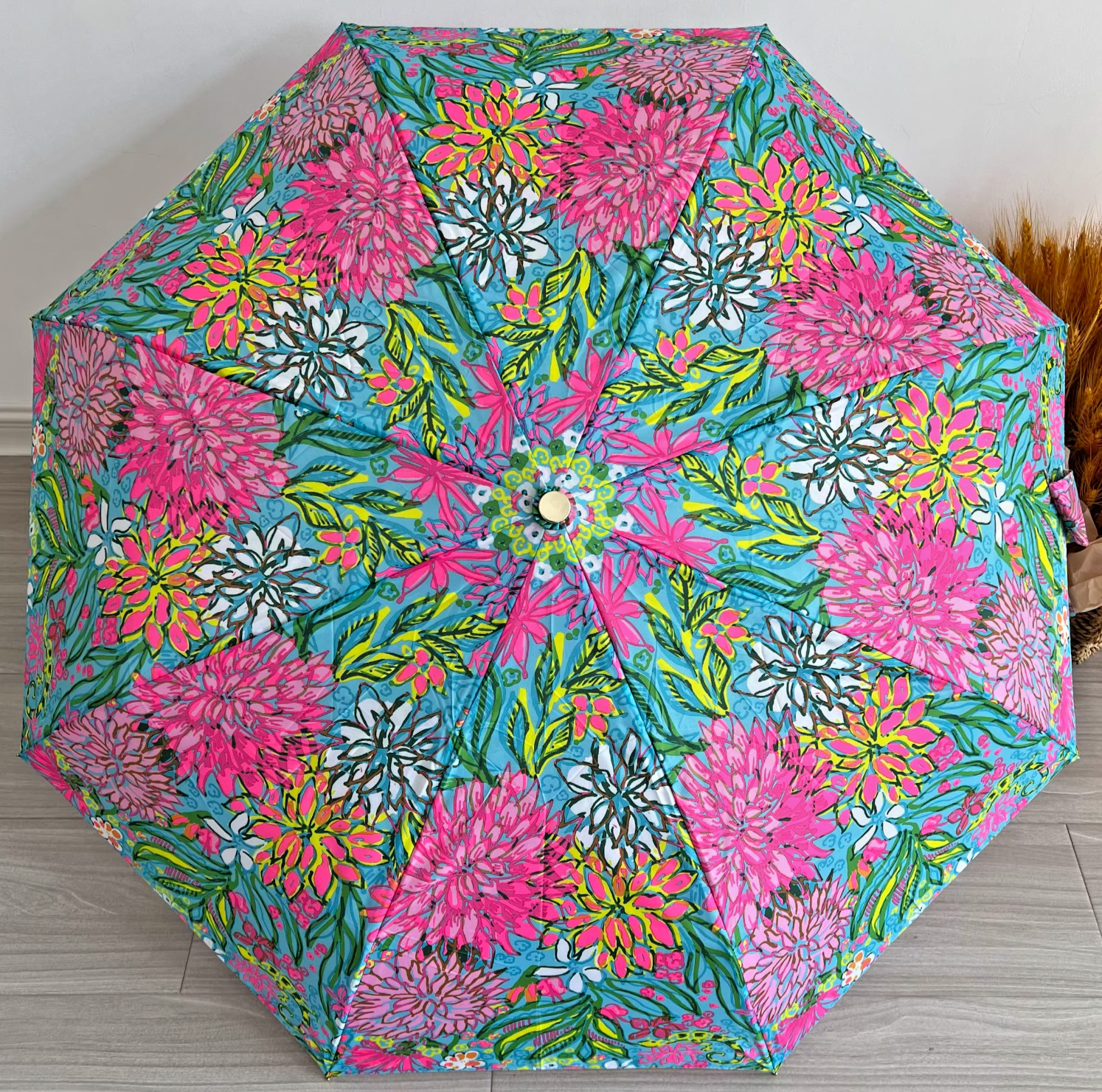 💗☔ NWT Lilly Pulitzer Folding Travel Umbrella Automatic Open & Storage Sleeve