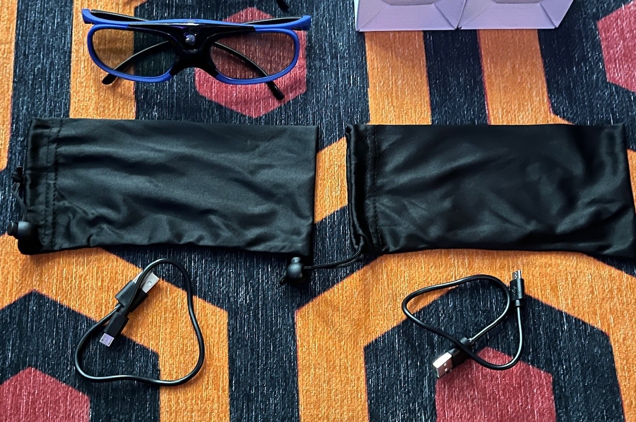 2 TOUMEI 3D Glasses Active Shutter DLP Link Rechargeable Eyewear 3-D
