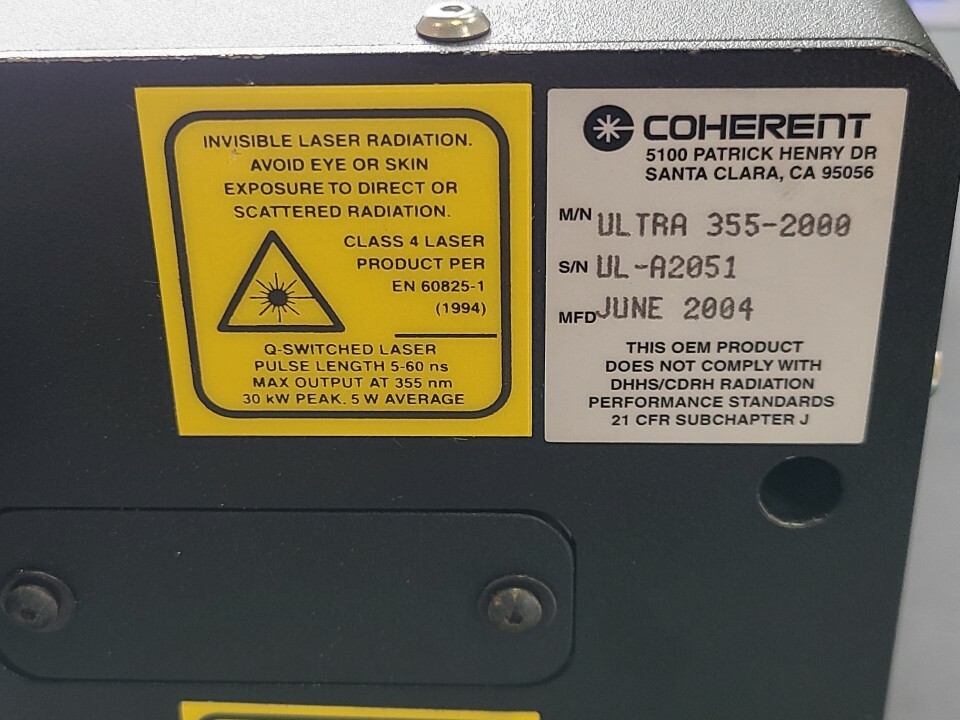 COHERENT AVIA ULTRA 355-2000 LASER& Solid State Recirculating Chiller T255P