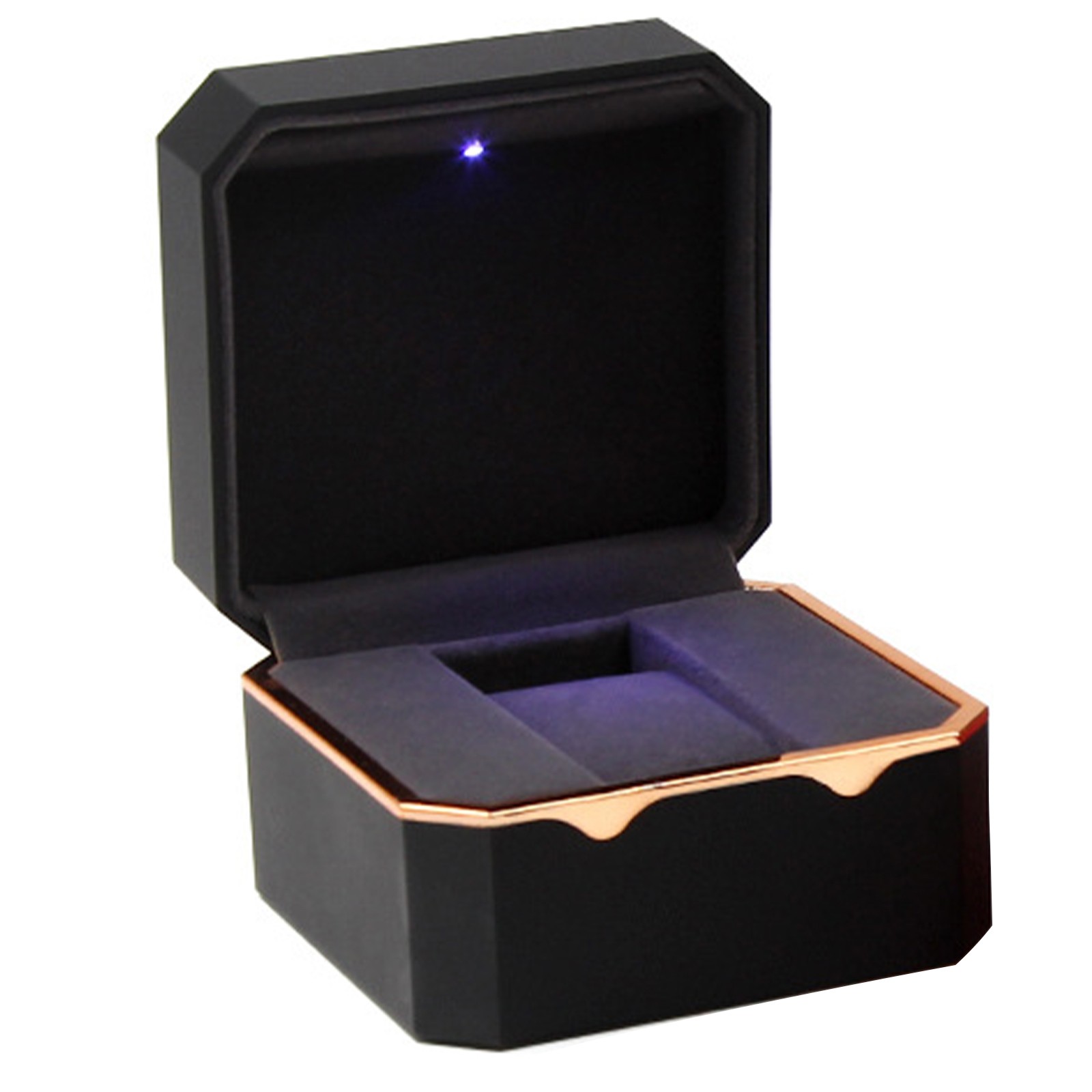 LED Light Watch Case Antidust Display Storage Holder Luxury Jewelry Box Black zz