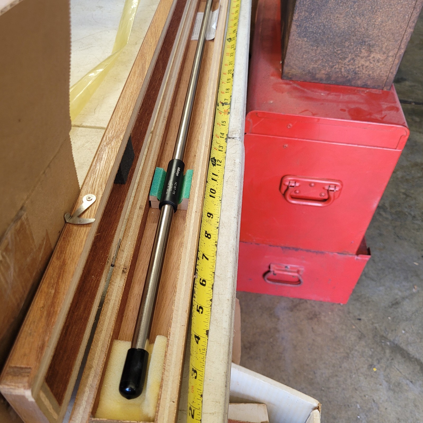 Mitutoyo 167-176 Micrometer Standard Bar 36" Original Wood Box Machinist Tool