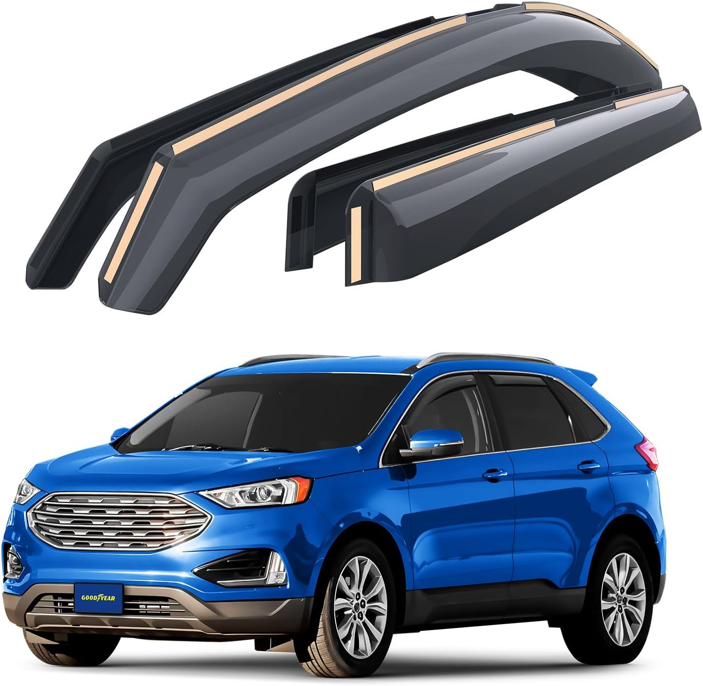 Shatterproof In-Channel Window Deflectors Compatible with Ford Edge 2015-2024, R
