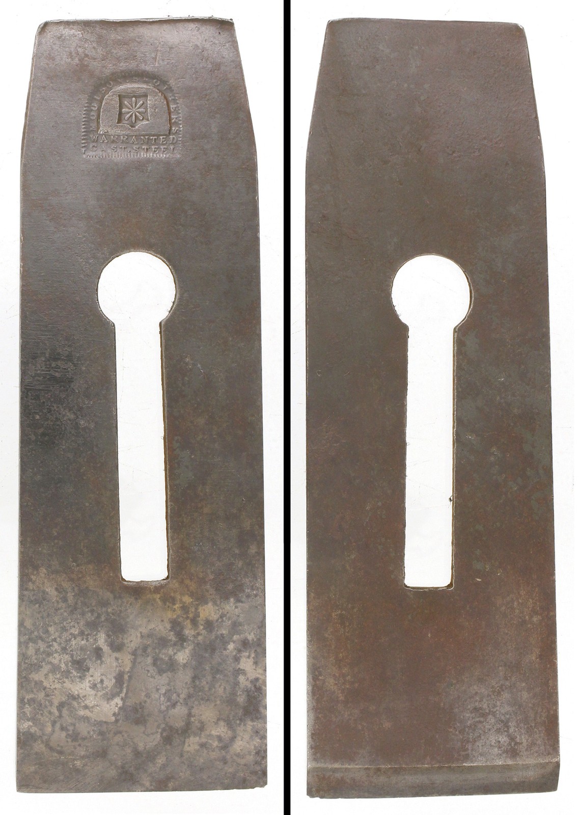 Orig. Moulson Bros. 2 1/2" Width Tapered Wood Plane Cutting Iron - mjdtoolparts