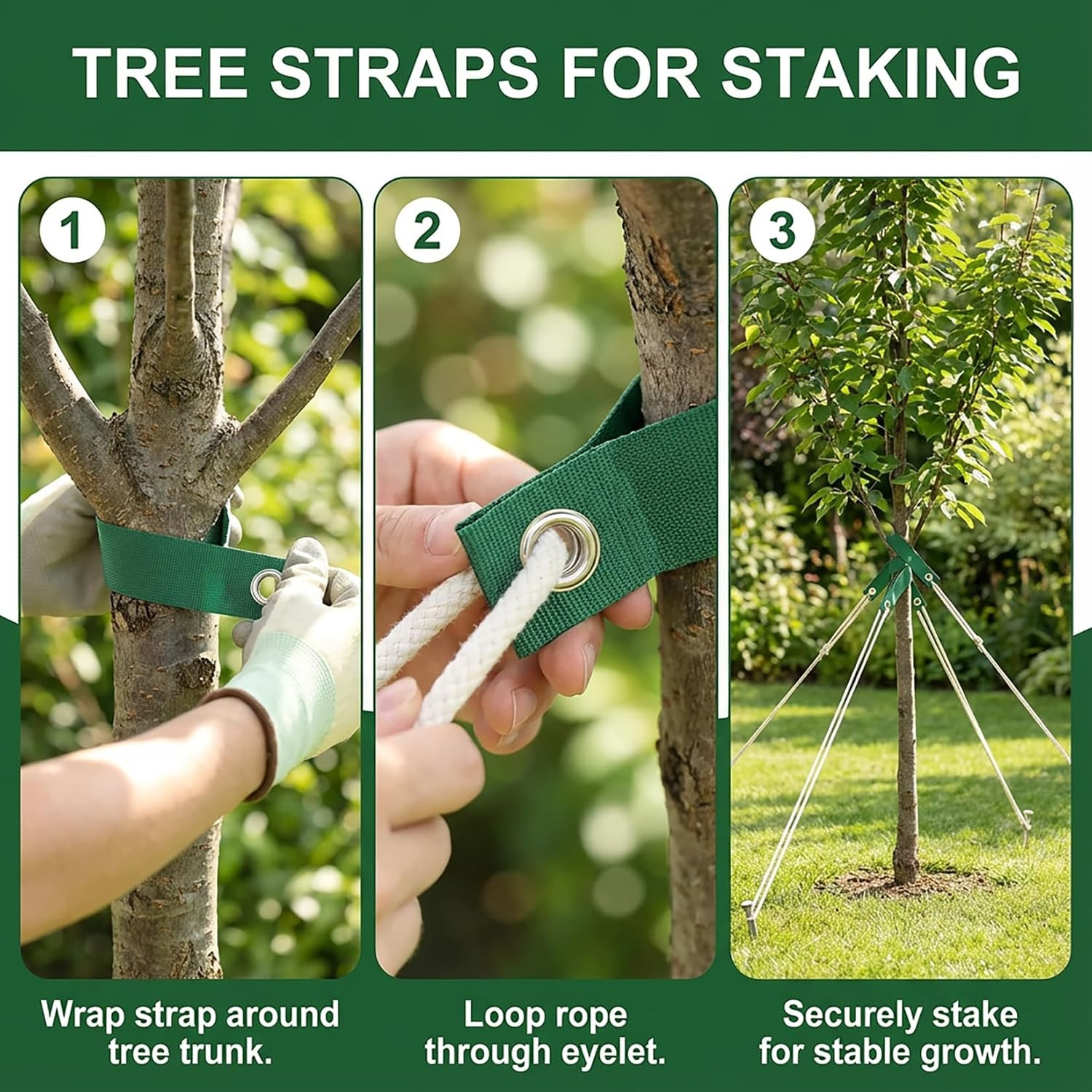 10PCS Tree Straps for Staking - Tree Support Straps with Rope | Tree Ties for Su