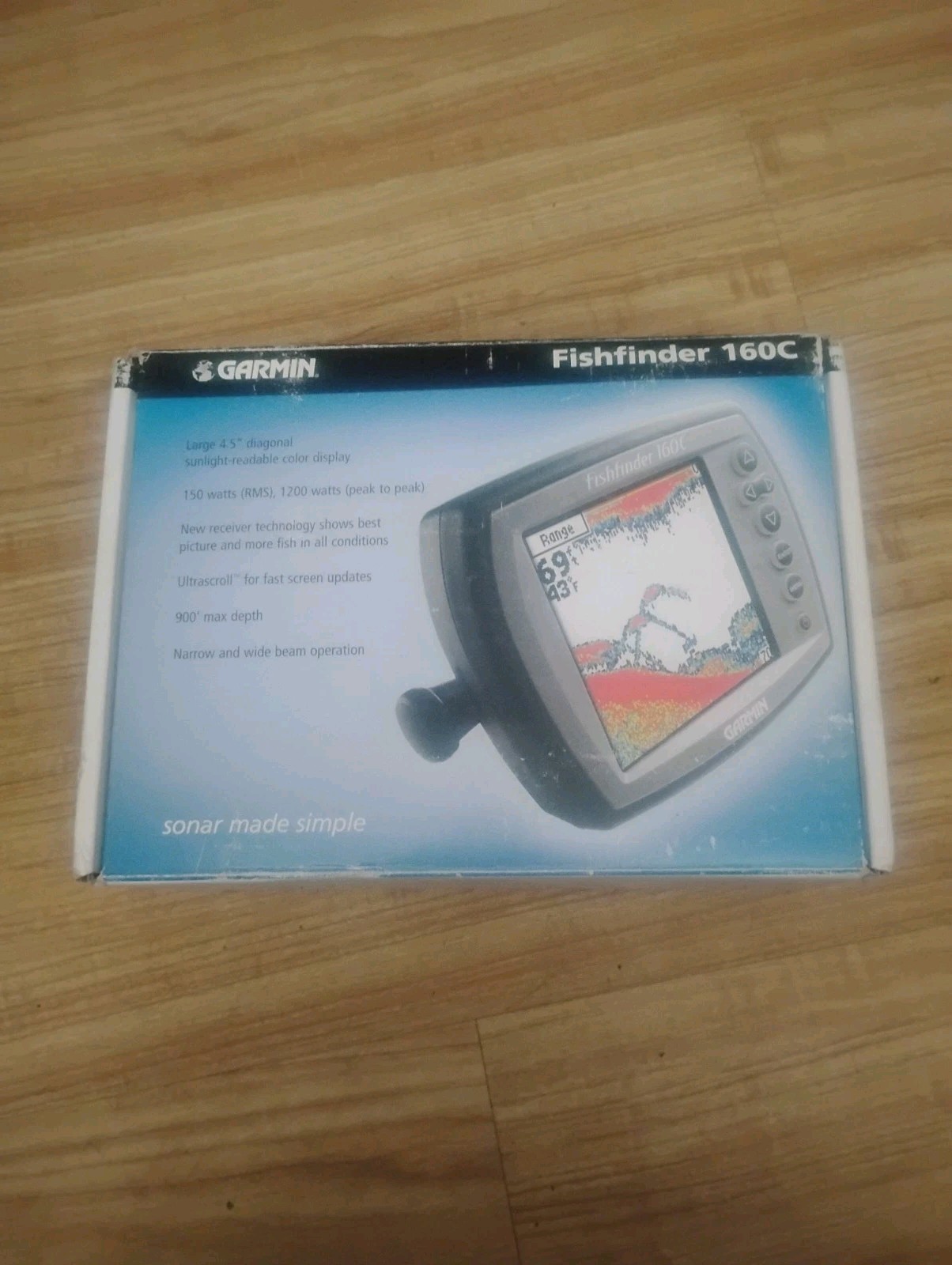 Garmin Fishfinder 160 Complete In Box With Power Cord And Transducer NEW NOS