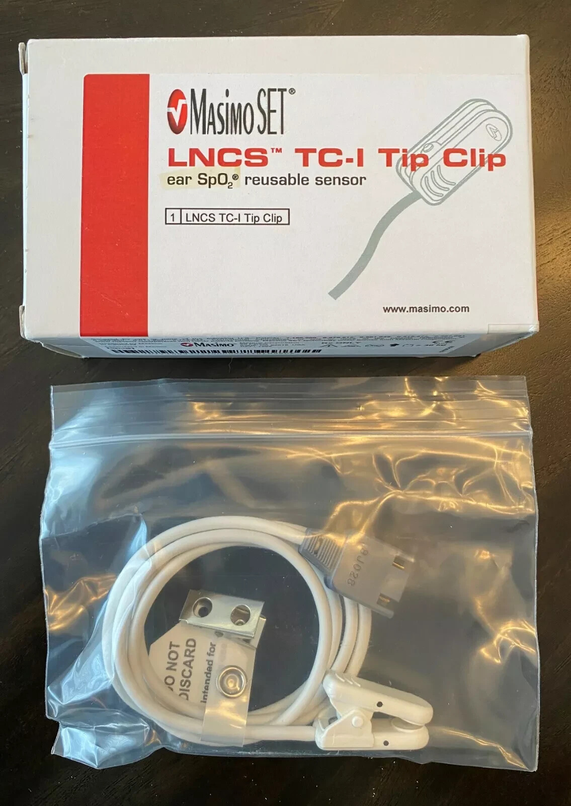 Masimo LNCS-TC-I Tip Clip.  White with 3 foot cable.  New out of box.