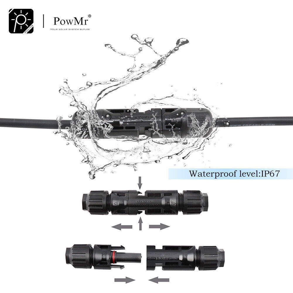 Solar Panel Connectors Waterproof Y Branch Parallel Adapter Cable Wire Plug USA