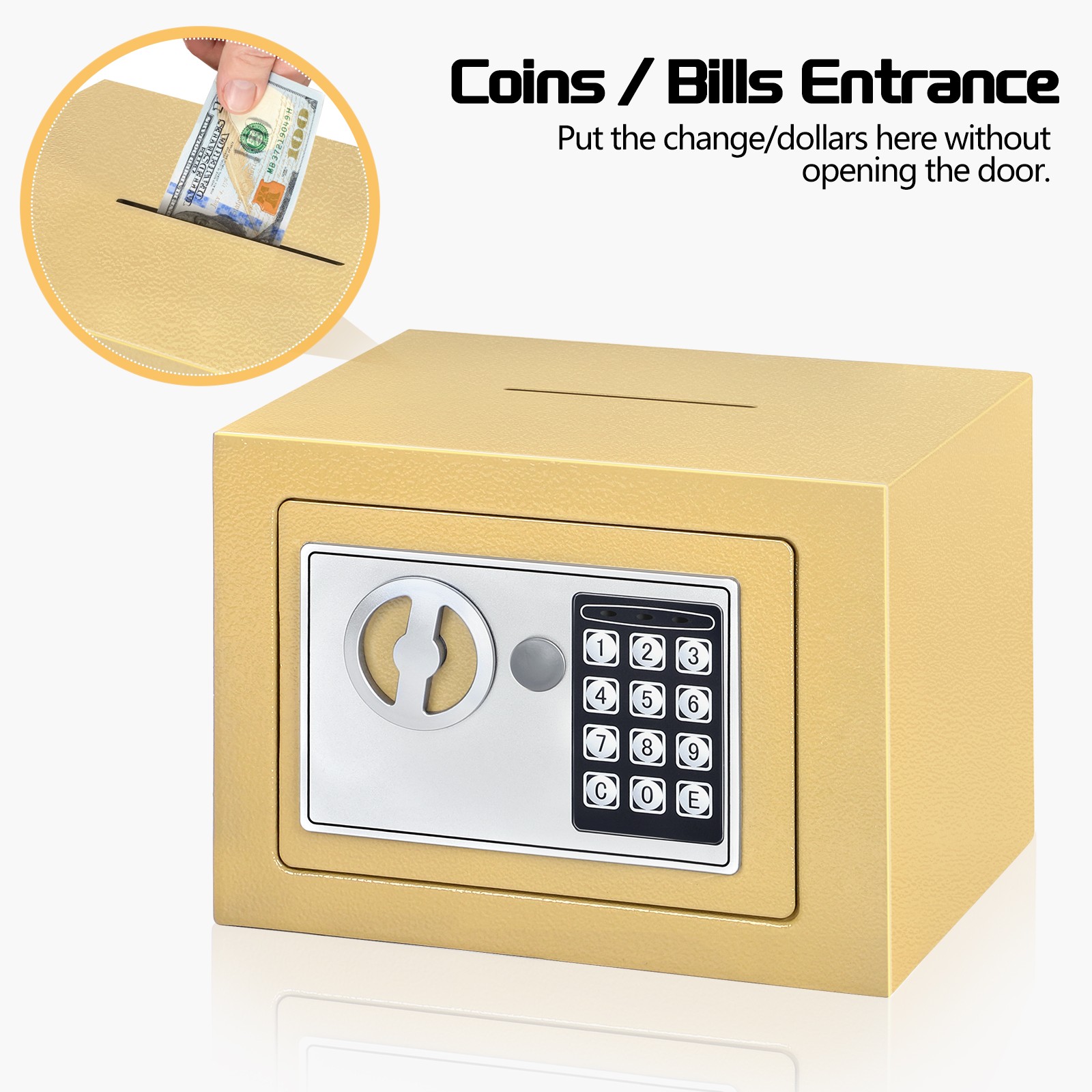 Safe Box with Electronic Keypad, Small Hidden Steel Security Lock Box with Key