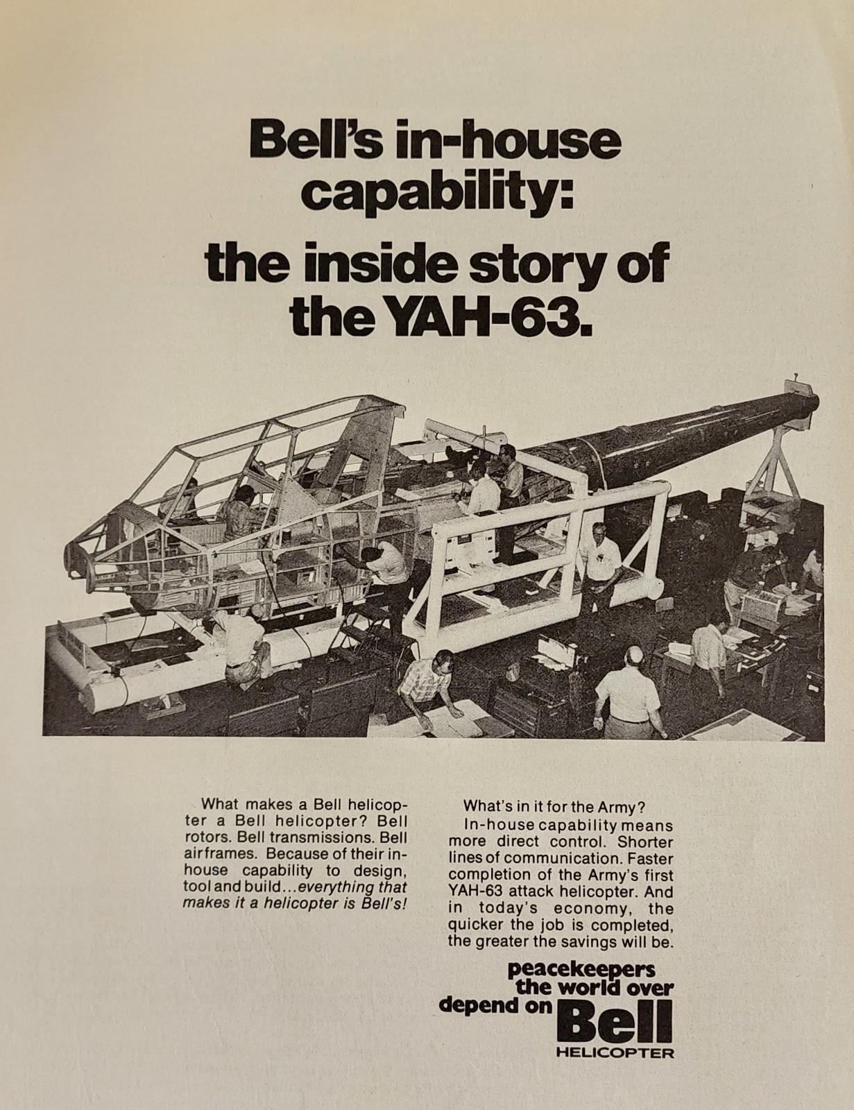 Bell Helicopter Picture Magazine Ad Original Vintage Wall Art Display Assembly