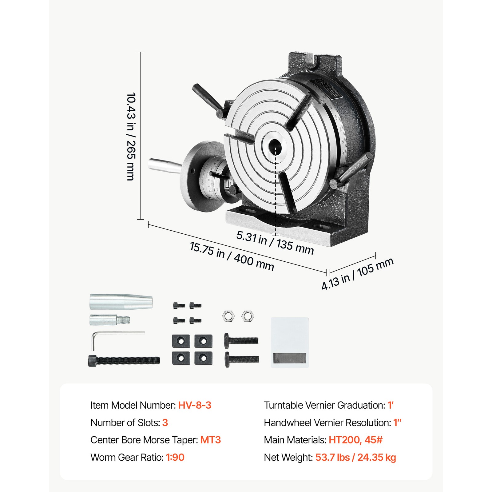 Uimoso 8-Inch Horizontal and Vertical Rotary Table for Precision Milling