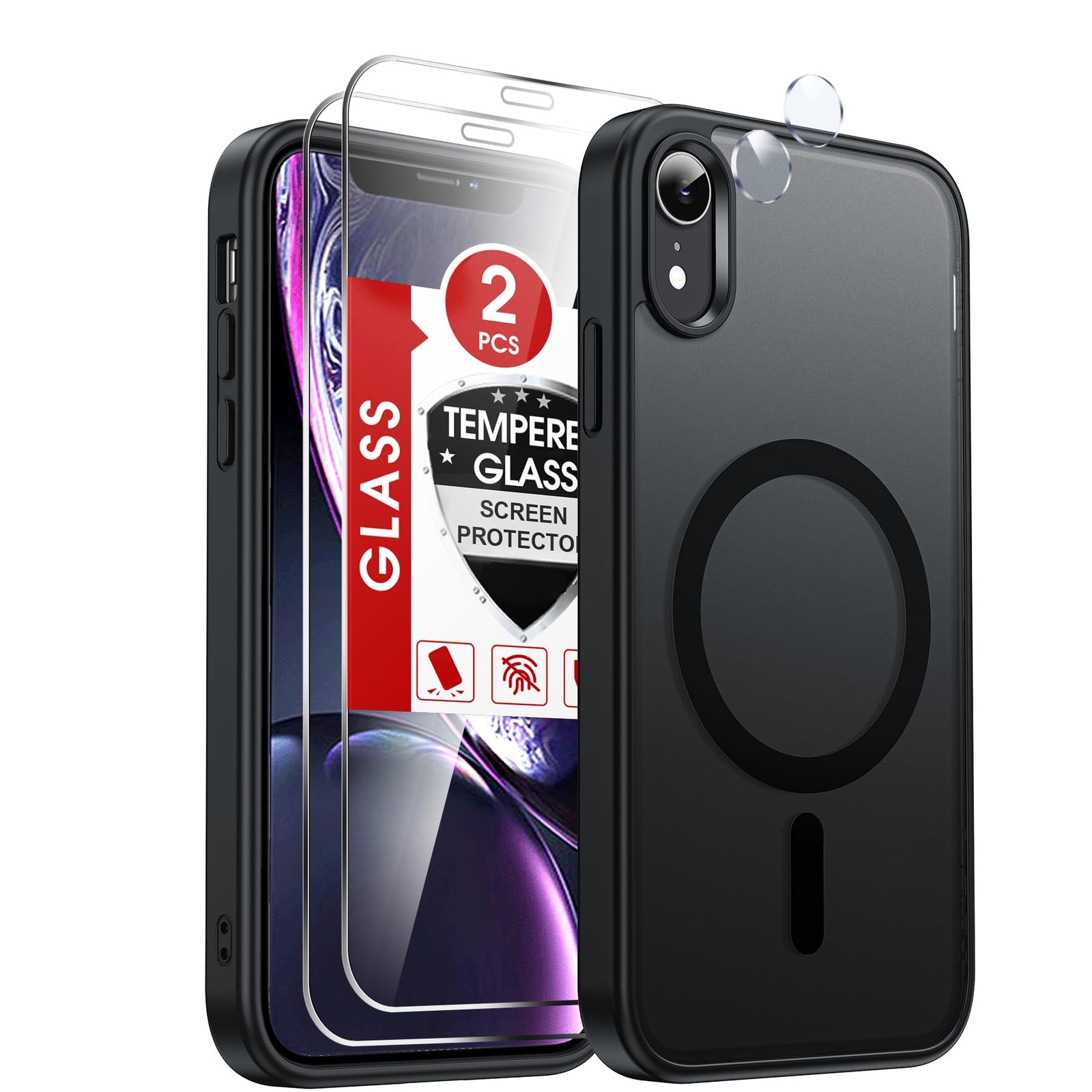 LeYi for iPhone-XR Phone Case: with Screen Protector iPhone XR 6.1'', Black