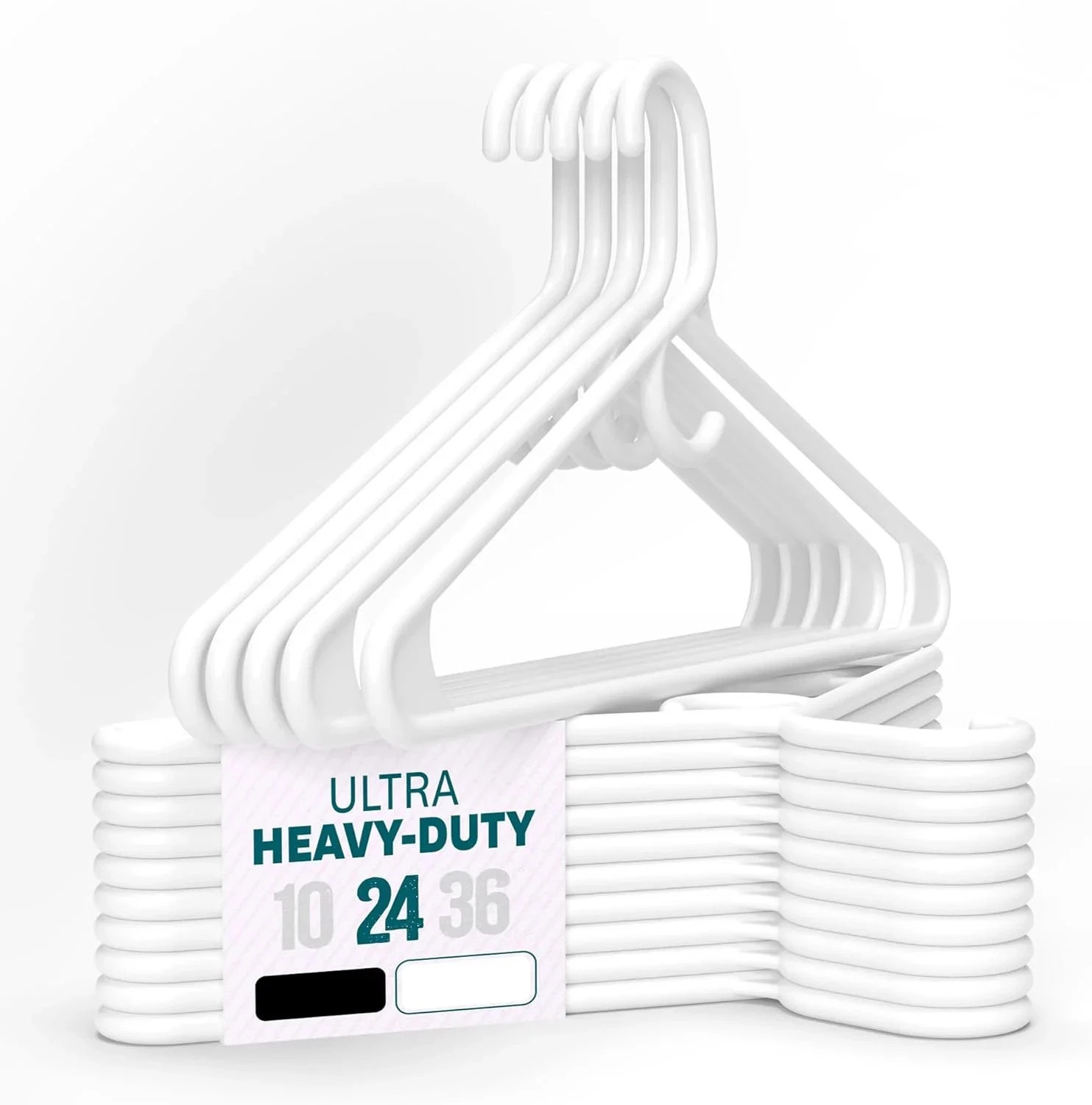 Ultra Heavy Duty Plastic Clothes Hangers - White Strong Durable Coat & Suit Hang