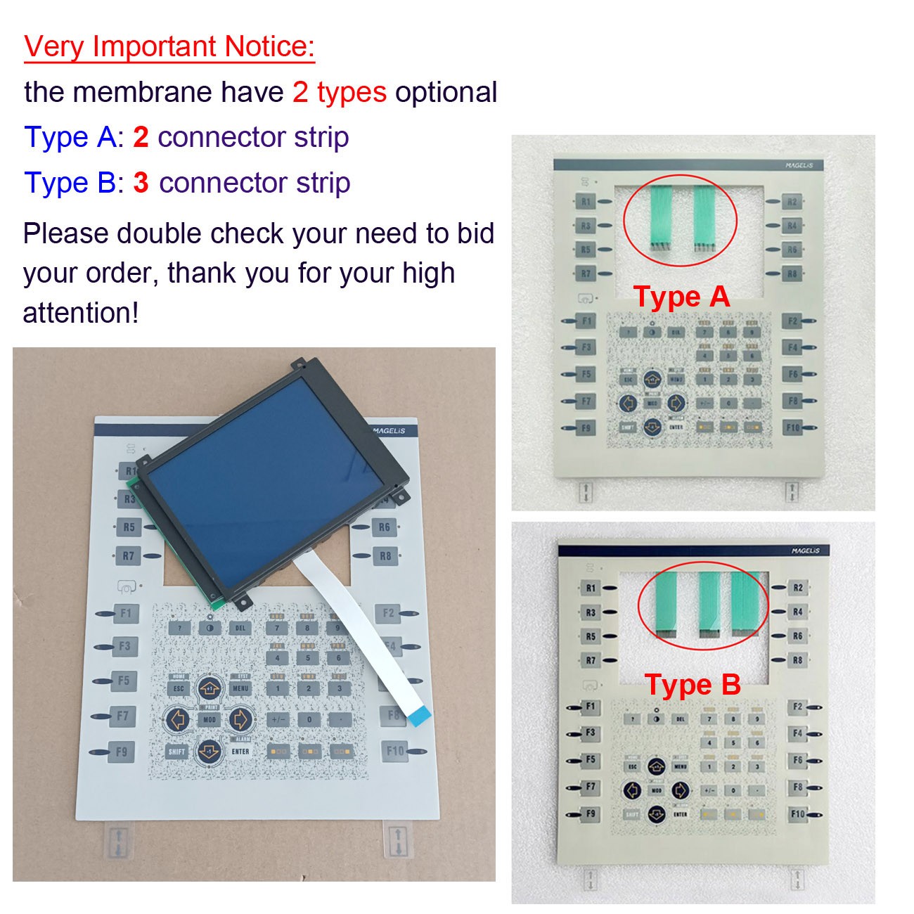 LCD Display Screen Panel Membrane Fit for XBTF011310TA XBTF 011310TA 1-YearWatty