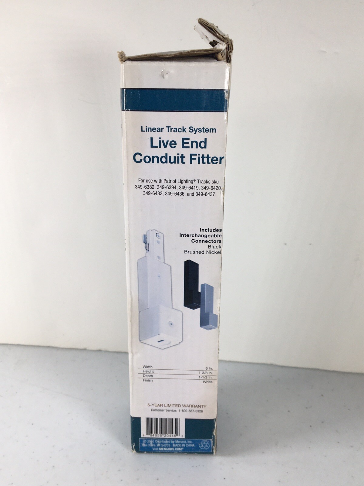 Linear Mixed Material Live End Power Feed, White, 6 In Black Brushed Nickel