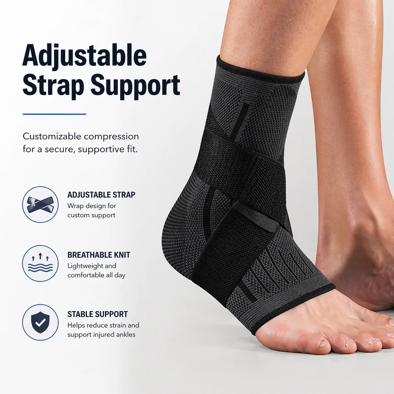 Ankle Support Brace Adjustable Compression Sleeve Sports Workout Fitness