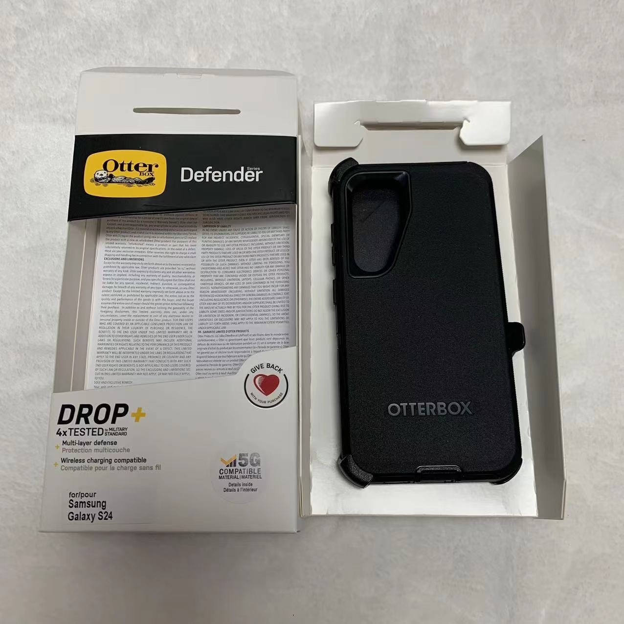 OtterBox Samsung Galaxy S24 Defender Series Case BLACK includes holster clip