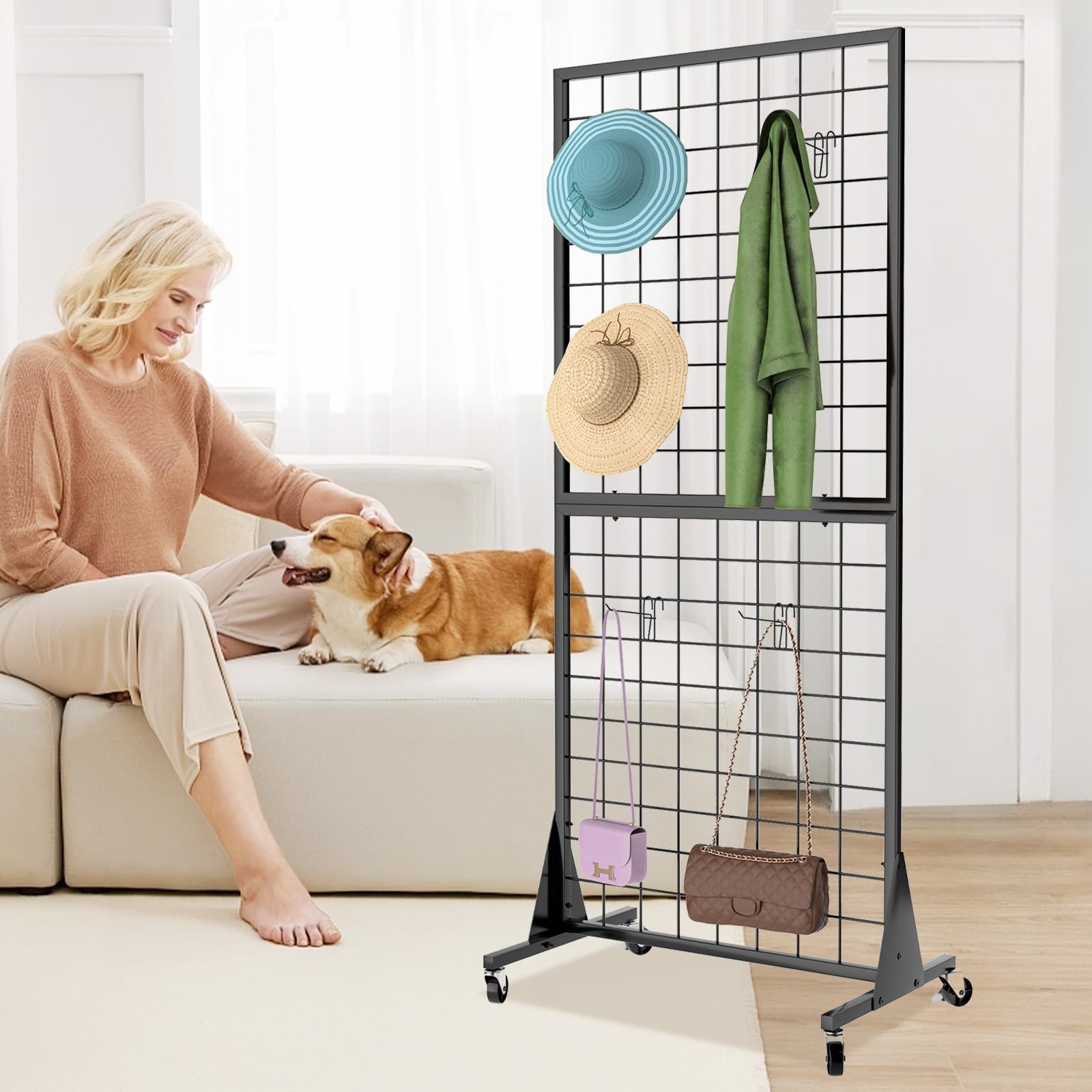 DEYEGELEA Gridwall Panel Display Stands 3pk 2'x5.5'
