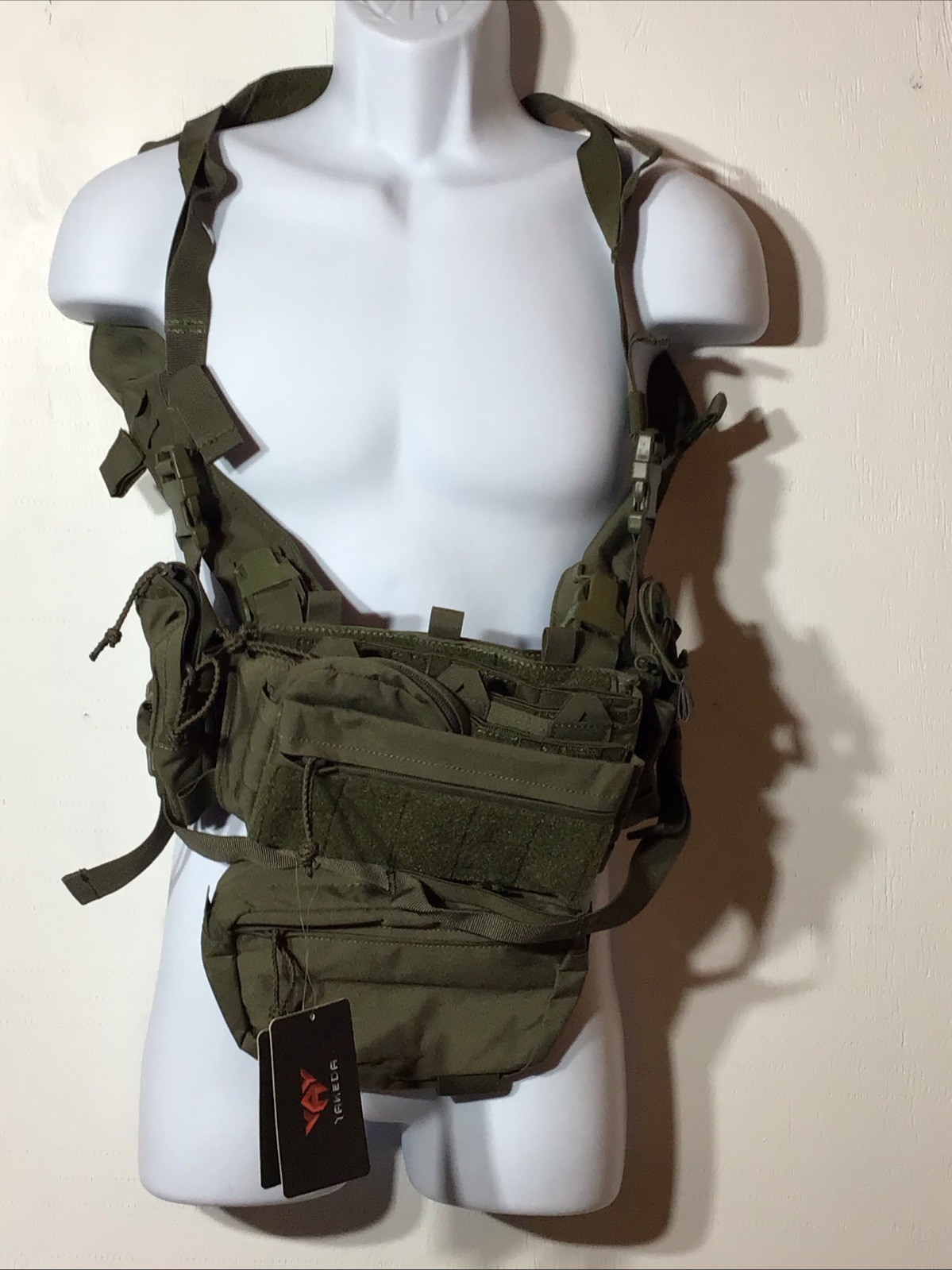 YAKEDA Tactical Chest Rig OD Green Adjustable MOLLE Chest