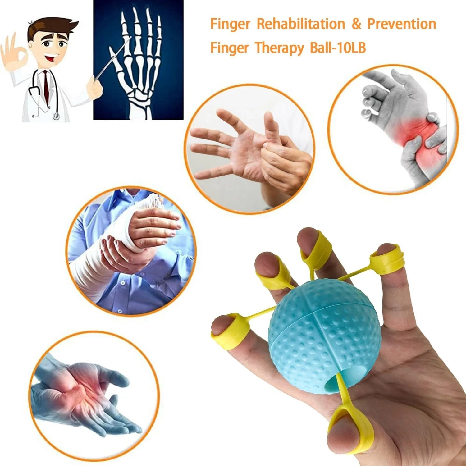Hand Exercise Ball Squeeze Balls for Hand Therapy Finger Extension Exerciser Fin