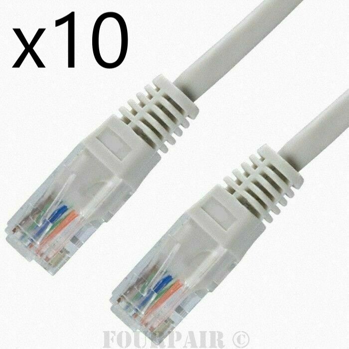 10 Pack Lot - 50ft CAT5e Ethernet Network LAN Router Patch Cable Cord Wire Gray