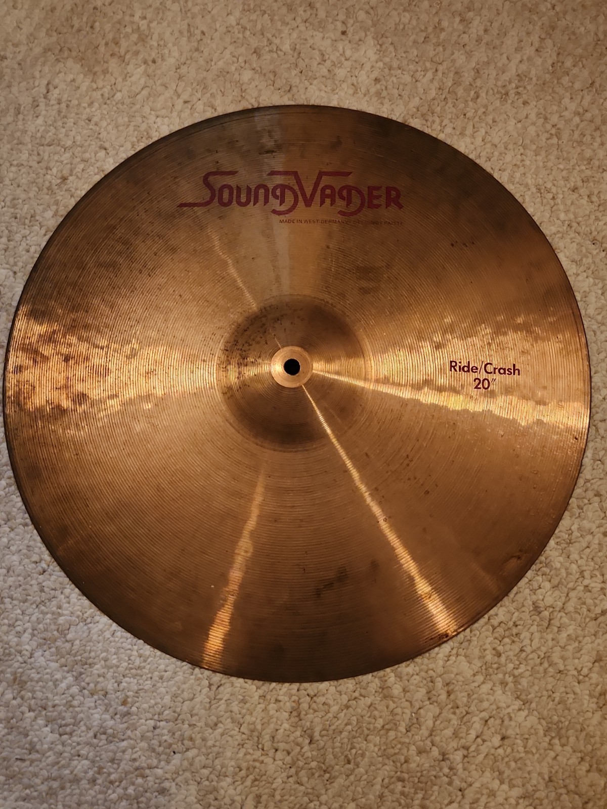 Vintage 20" Sound Vader PAISTE Ride/Crash Drum Kit Cymbal West Germany