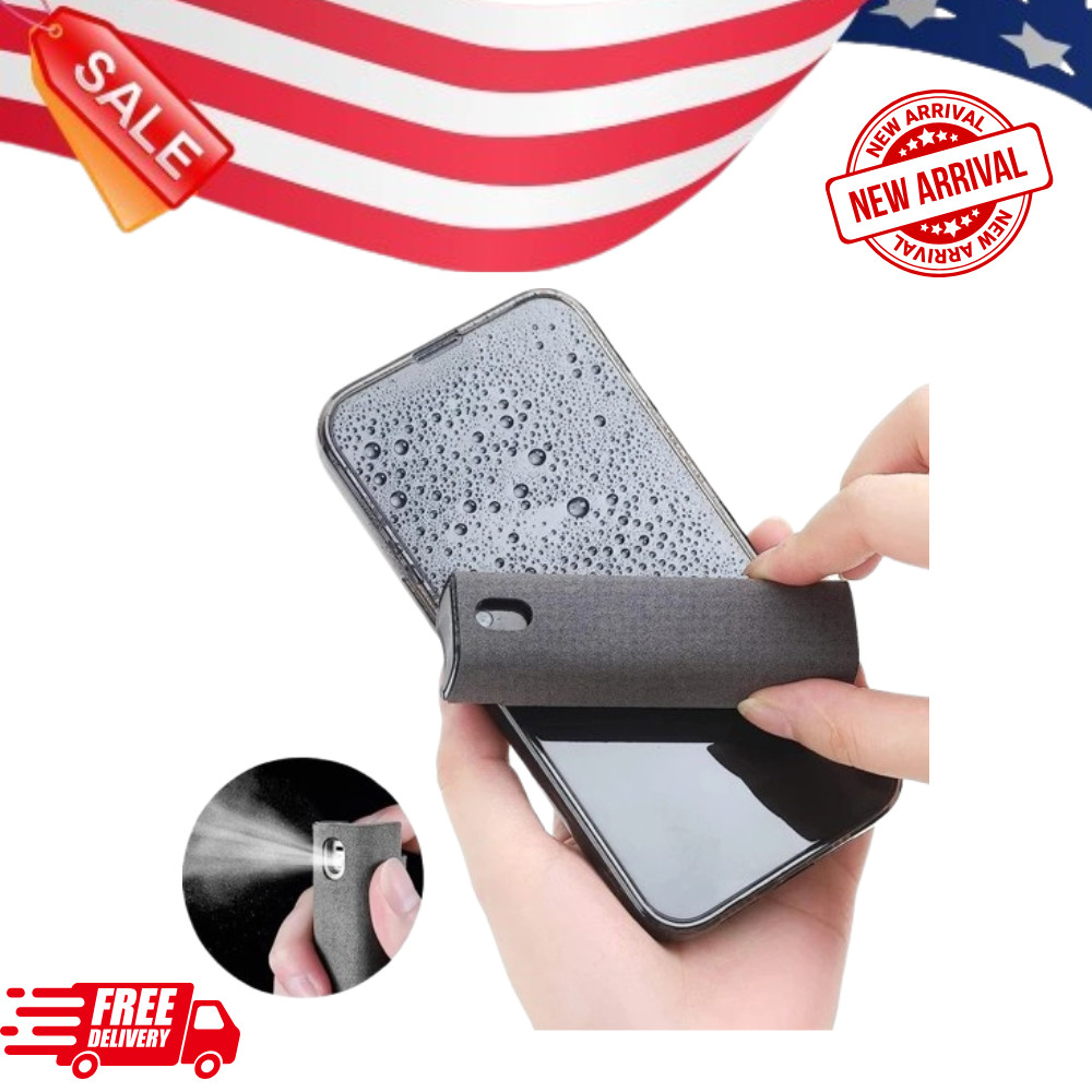 2-in-1 Screen Cleaner Spray Bottle with Microfiber Cloth for Phones & Tablets
