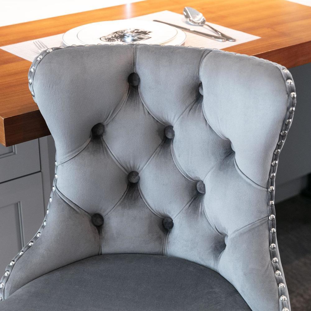 High Quality 2PCS 25-33"Height Swivel Bar Stool Upholstered Velvet Chairs New St