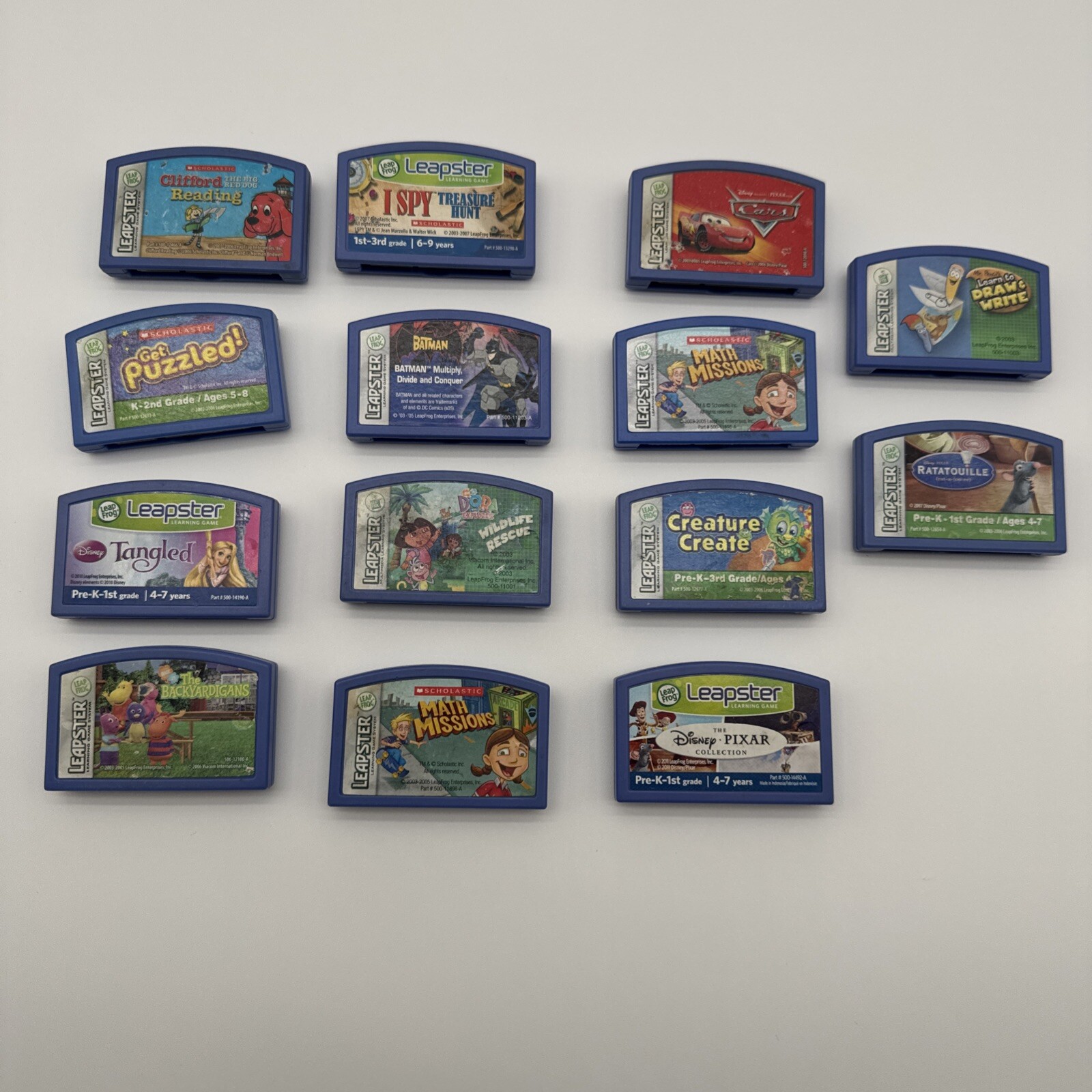 LeapFrog Leapster LeapPad Learning Game 14 Cartridges Batman Cars Dora Untested!