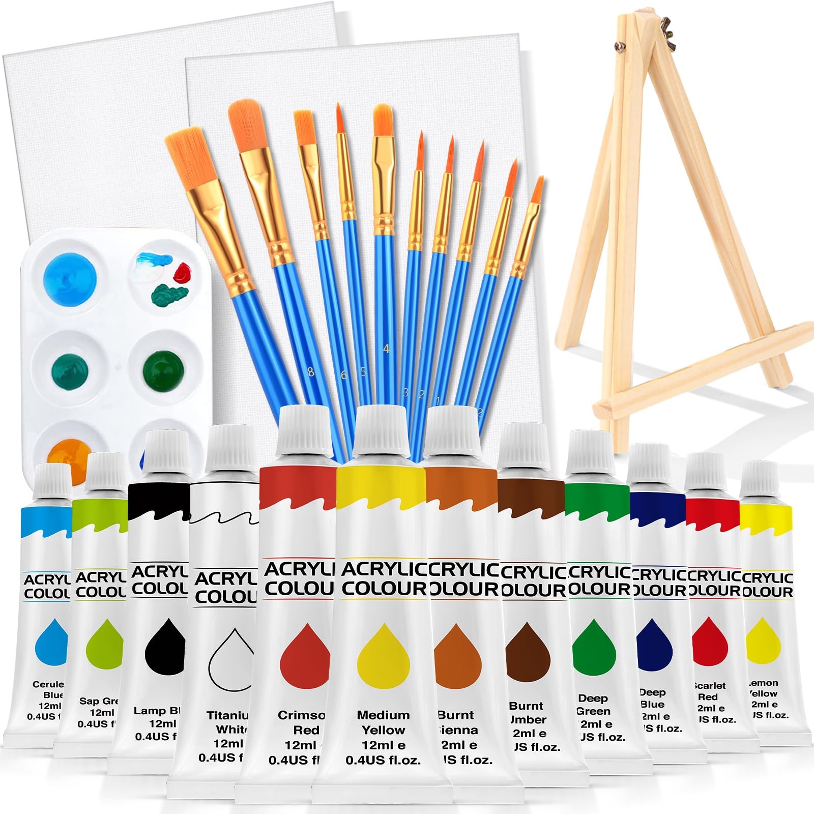 ESRICH 26 PCS Acrylic Paint Set with 12 Colors 1 count (pack of 1), 12 Color
