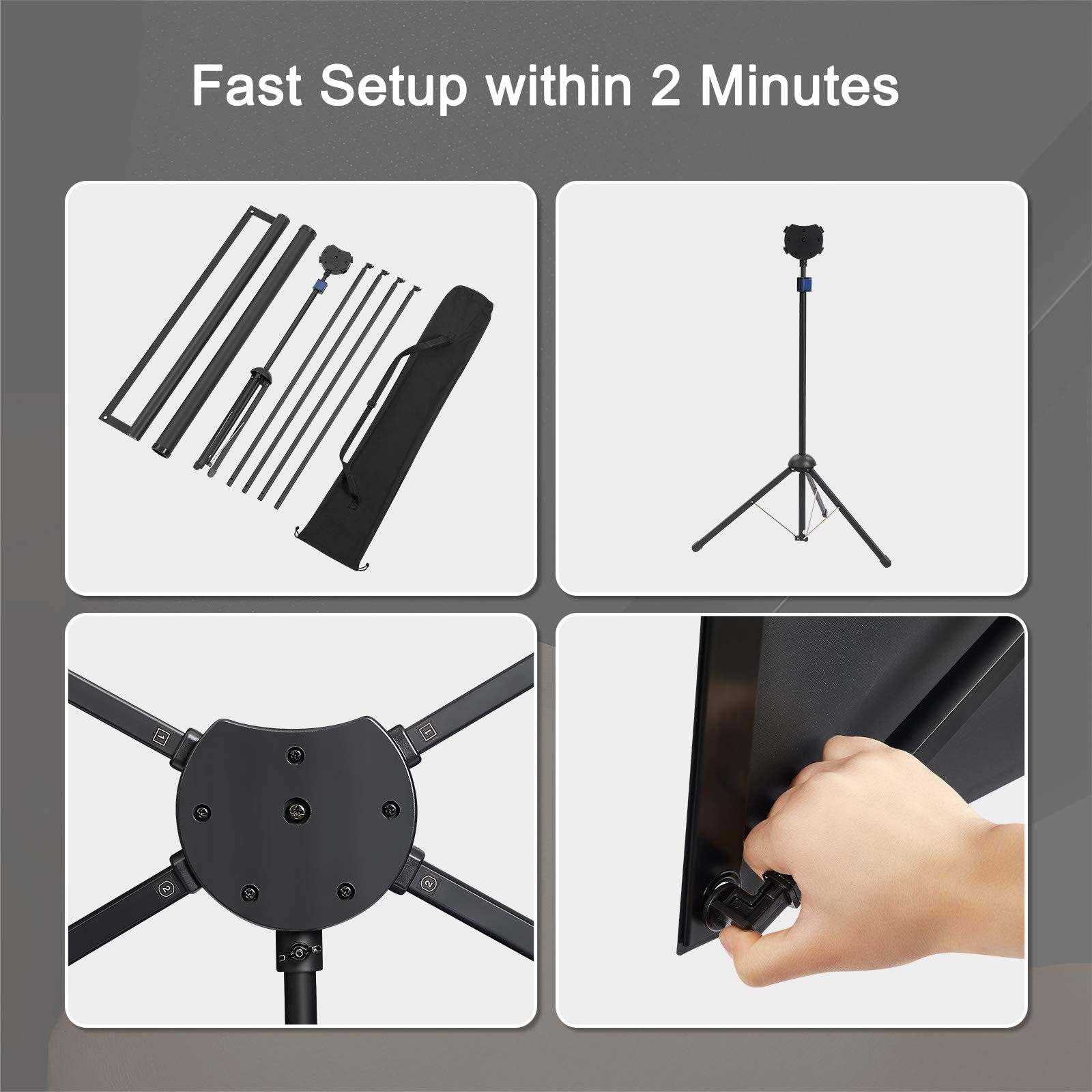 Projector Screen with Stand, 100 Inch Outdoor Projection Screen 16:9 and Trip...