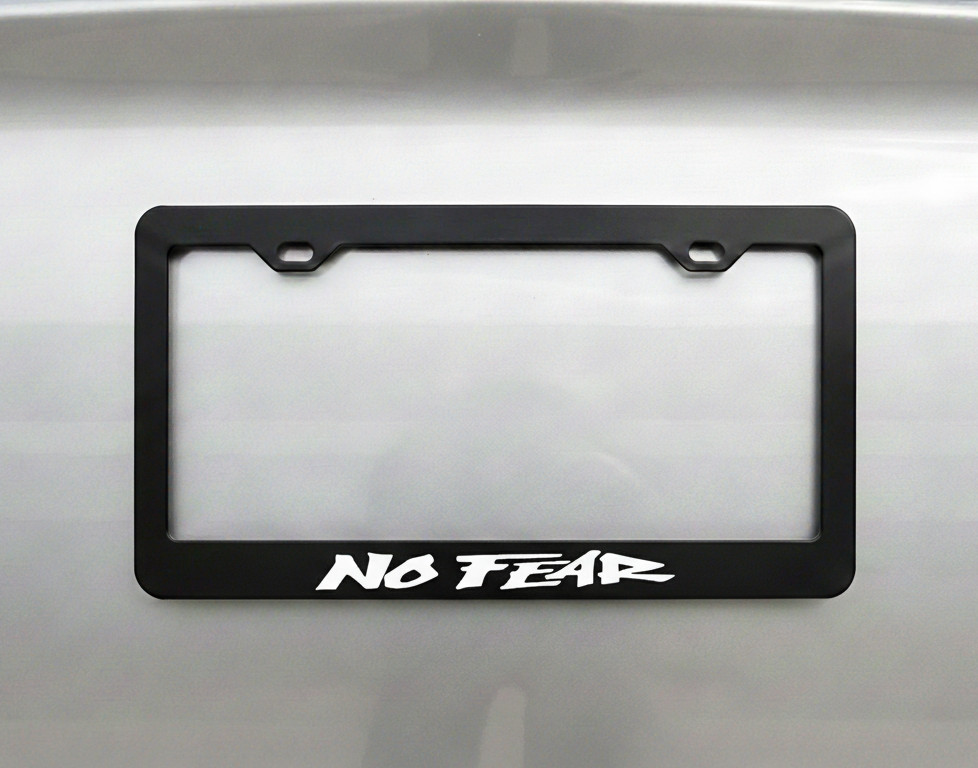 No Fear JDM License Plate Frame Black Metal