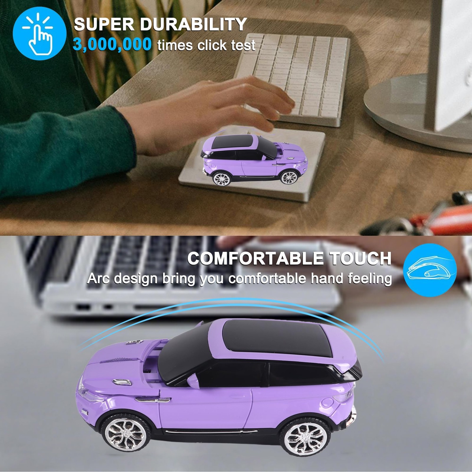 Wireless Cute Purple Car Mice, Portable Compact Novelty Cool Fun Mice, Funny ...
