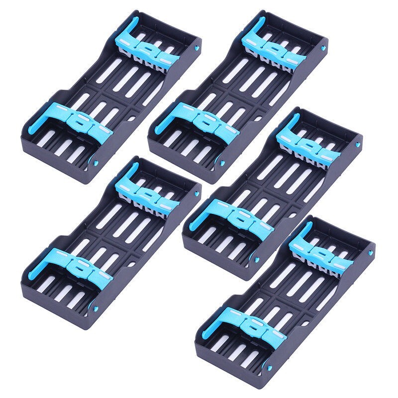 5x Dental Plastic Instrument Sterilization Cassette Box Rack Tray 5 Instruments
