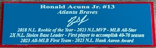 Ronald Acuna Jr. Autograph Nameplate Atlanta Braves Photo Baseball Jersey Glove