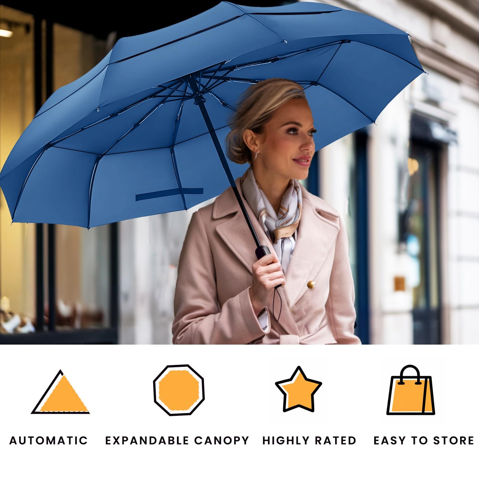 Golf Umbrella 49/54/62 Inch Large Double Canopy Windproof Compact Travel