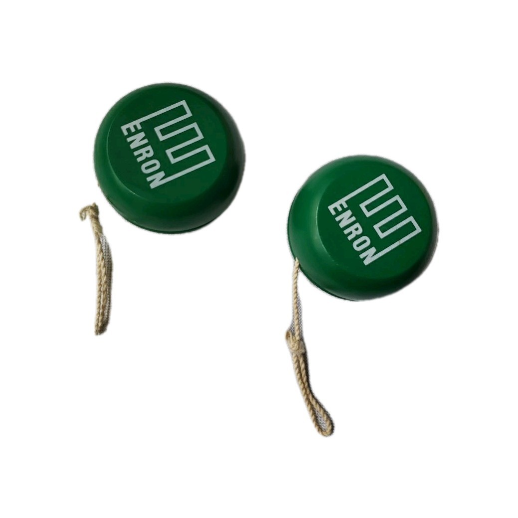 2x VTG Enron Logo Green Yo-Yo Toy Set Oil Gas Advertising Toys Collectible READ