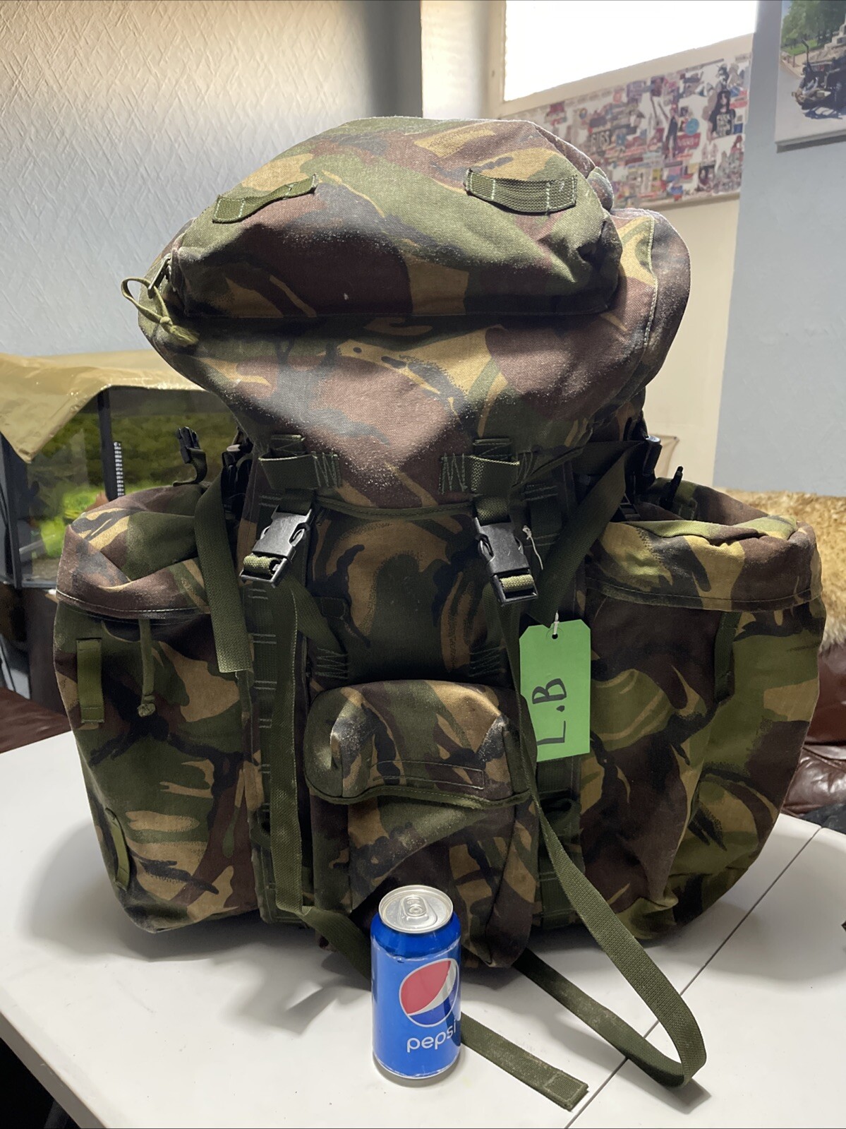 British Army Issue Rucksack + Frame Long Convoluted Back DPM + Side Pouches