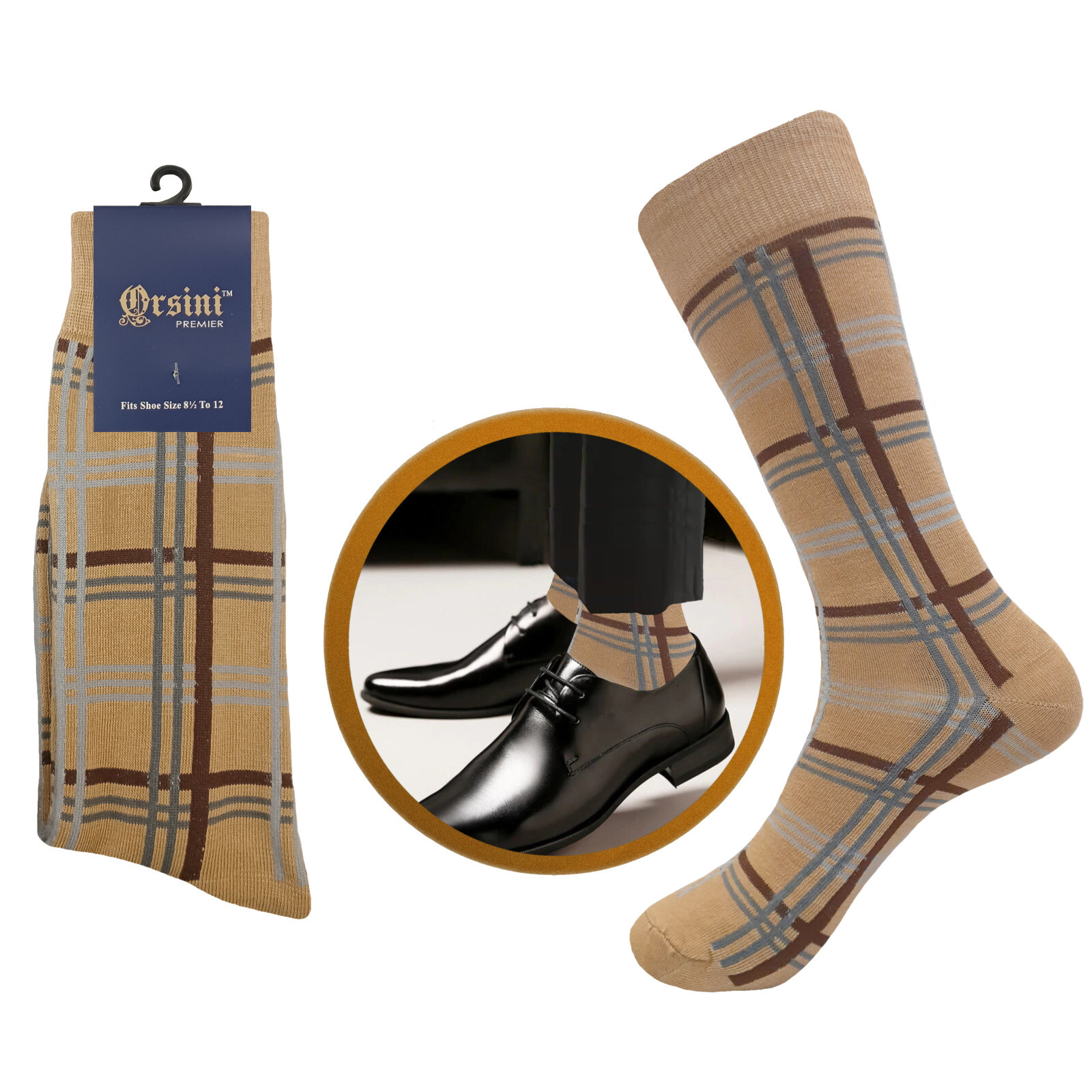 12 Pair Dress Socks PLAID Stripes COTTON SOCKS TRUE TO SIZE 10-13 FIRST QUALITY