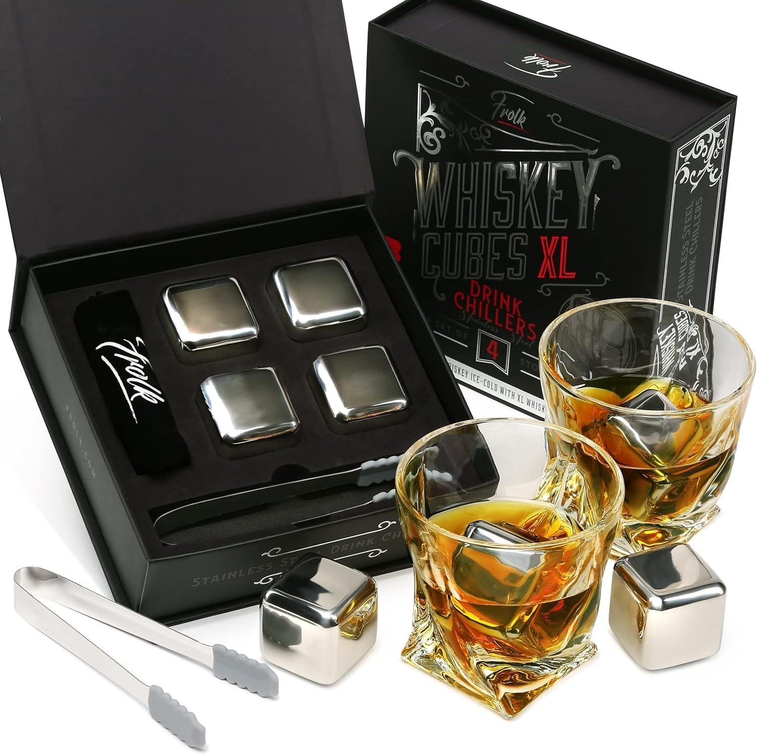 Whiskey Ice Cubes & Special Tongs