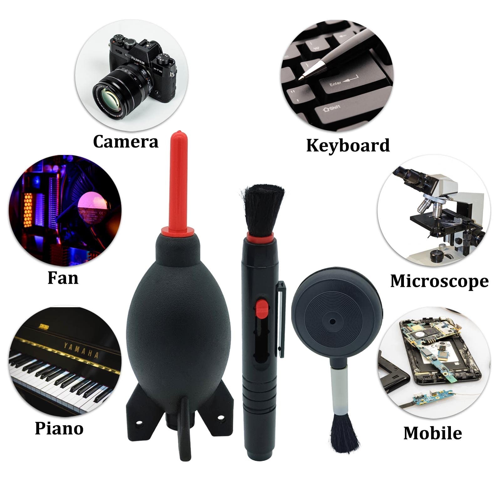 Lens Cleaning Kit Contains 2 Pcs Rubber Rocket Air Blower Duster, Lens Cleani...
