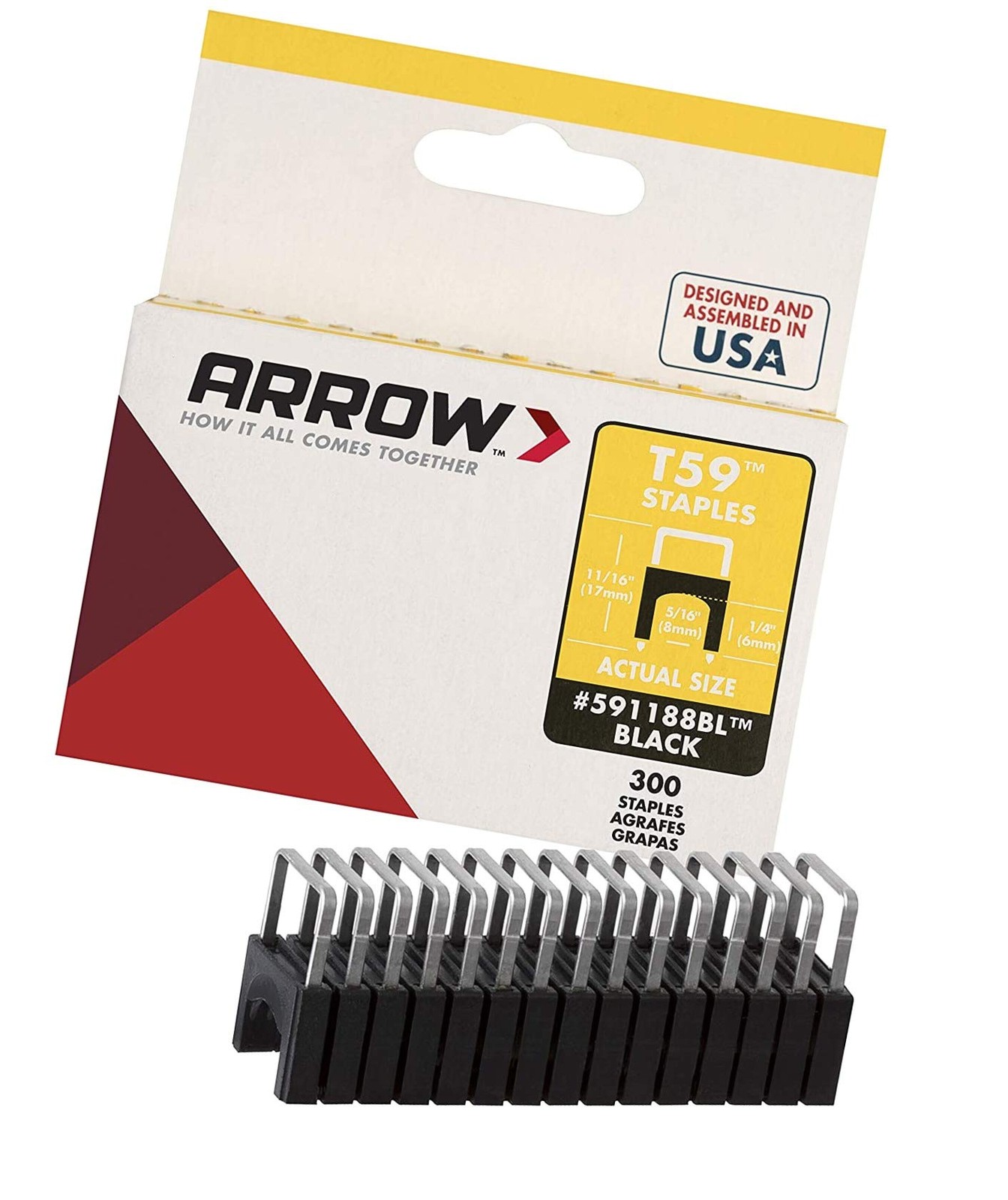 591188BL Genuine T59 Insulated Black 1/4-Inch by 5/16-Inch Staples, 300-Pack - 1