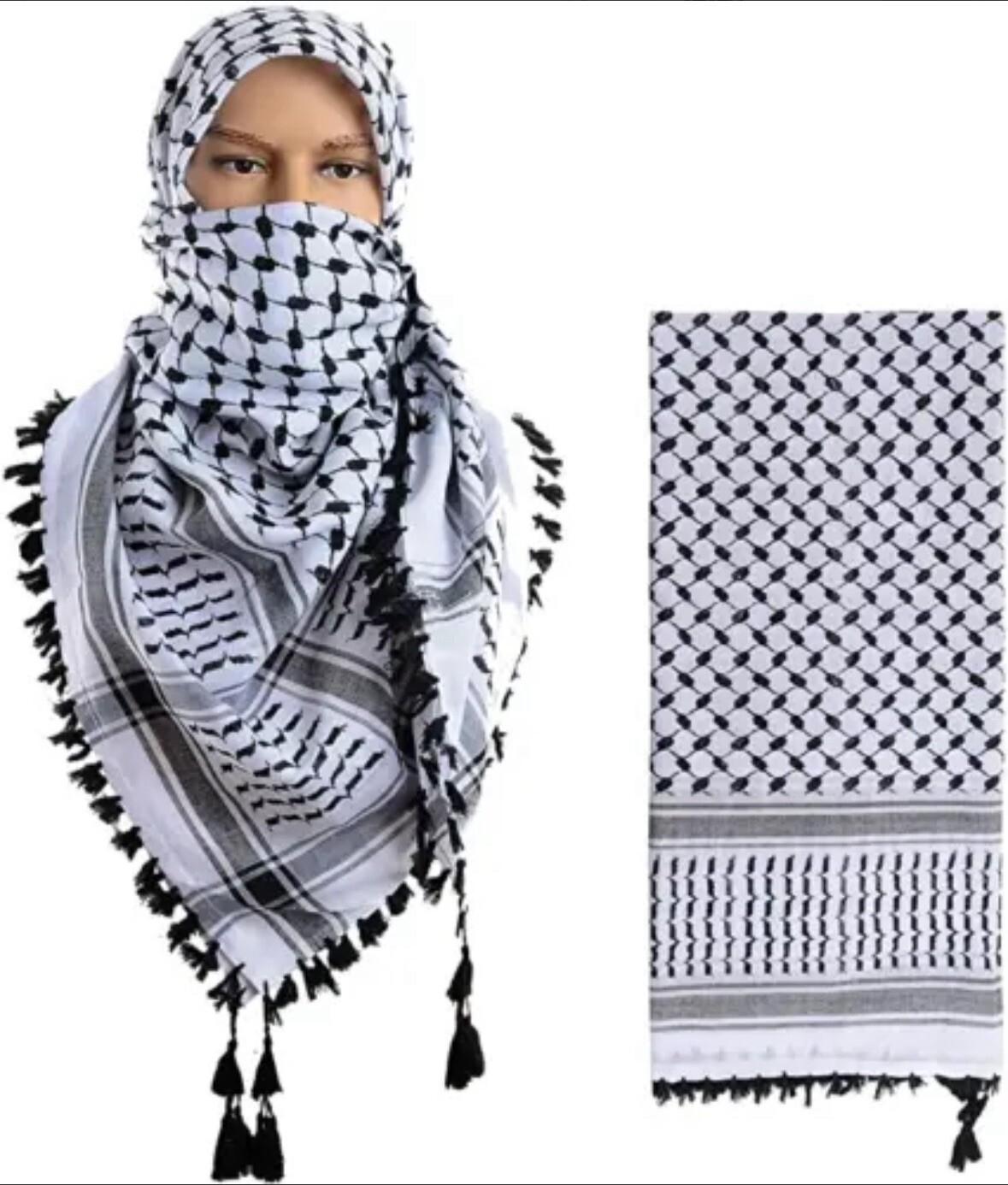 The Original Keffiyeh Shemagh Palestine Kufiya🔥Handmade Best Quality Black 🔥