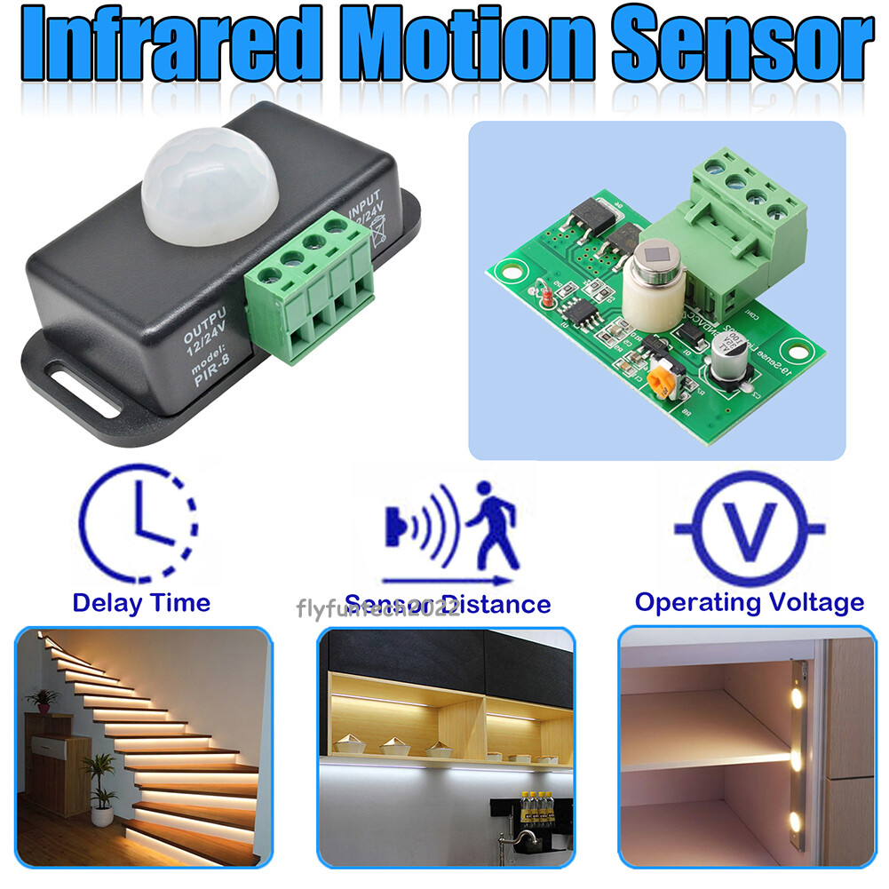 DC 12V-24V PIR Sensor Infrared Motion Detector Switch with Adjustable Timer