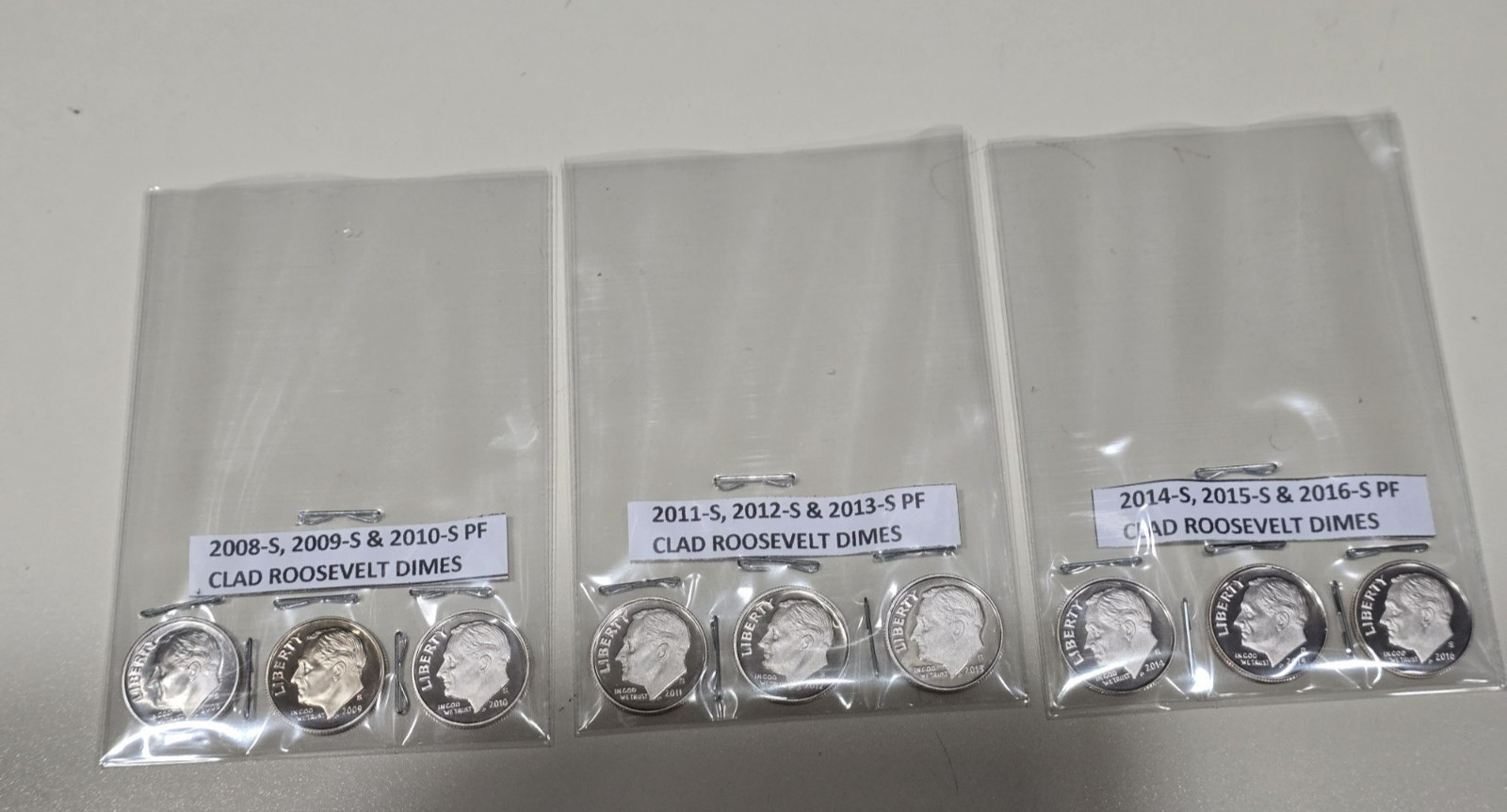 2008 - 2025 S PROOF CLAD ROOSEVELT DIMES (TOTAL 18 COINS)