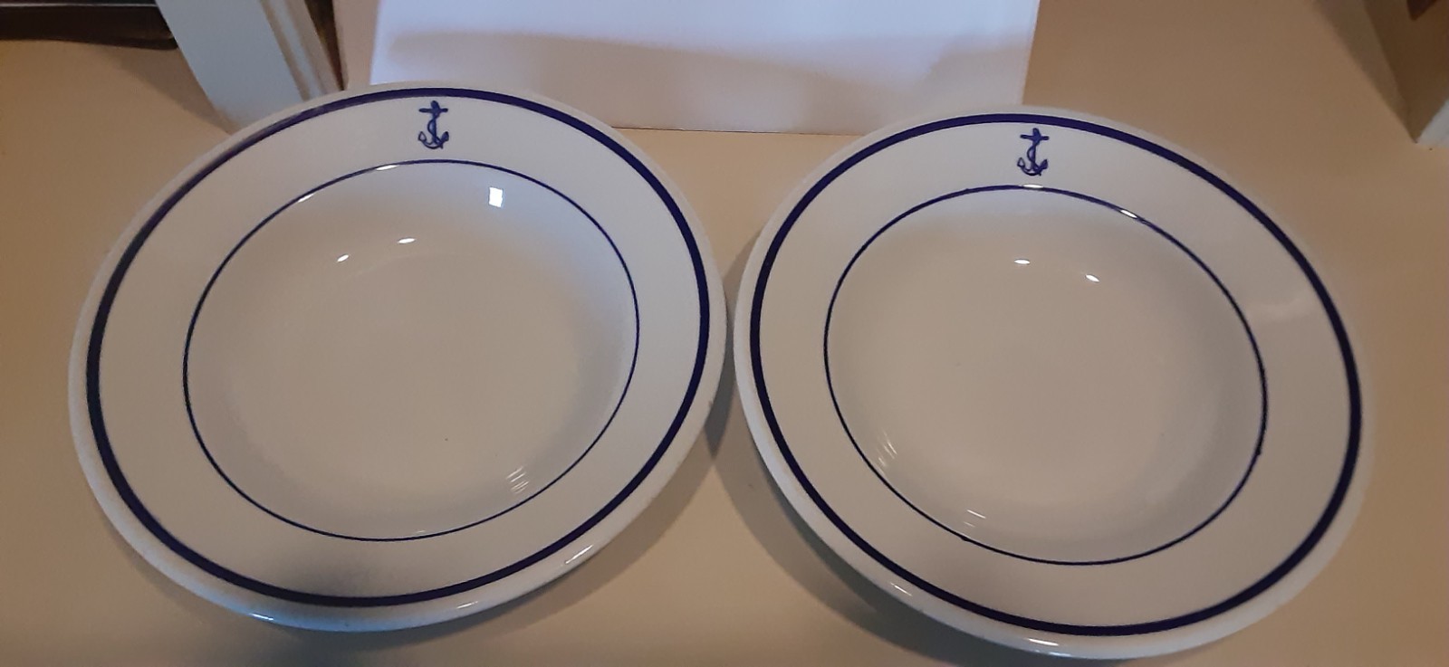2 U S Navy Fouled Anchor 9" Bowls Sterling China Large Pasta